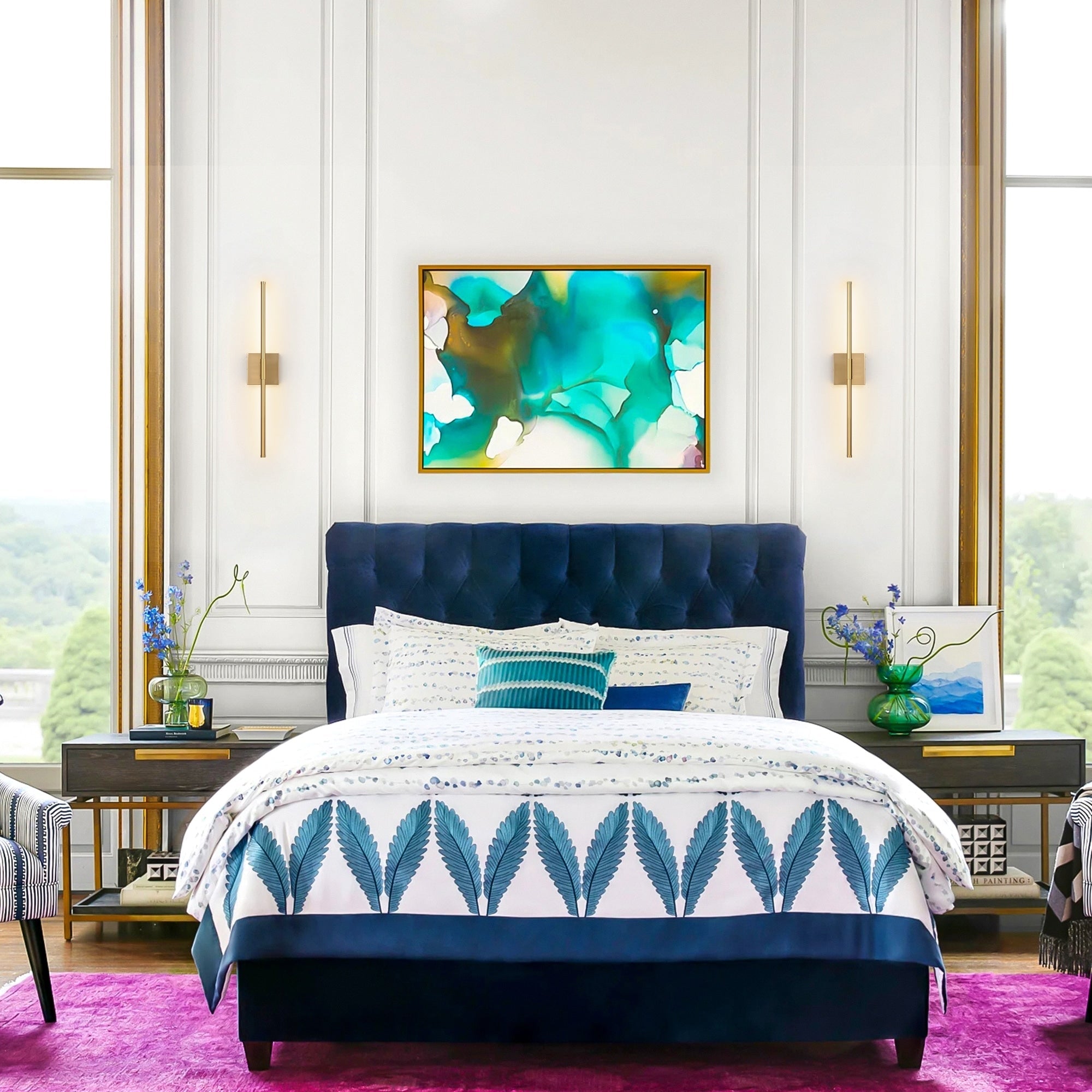 Applique murale linéaire moderne à 1 ampoule, noire/dorée/nickel, à LED, à intensité variable, pour salle de bain