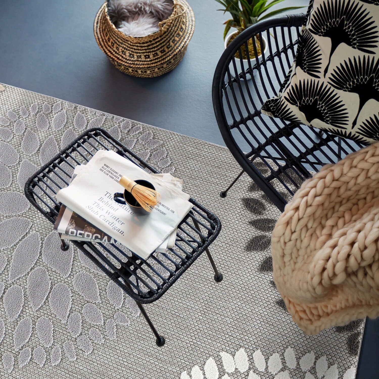 Tapis d'intérieur/extérieur Brescia Modern Floral Circles