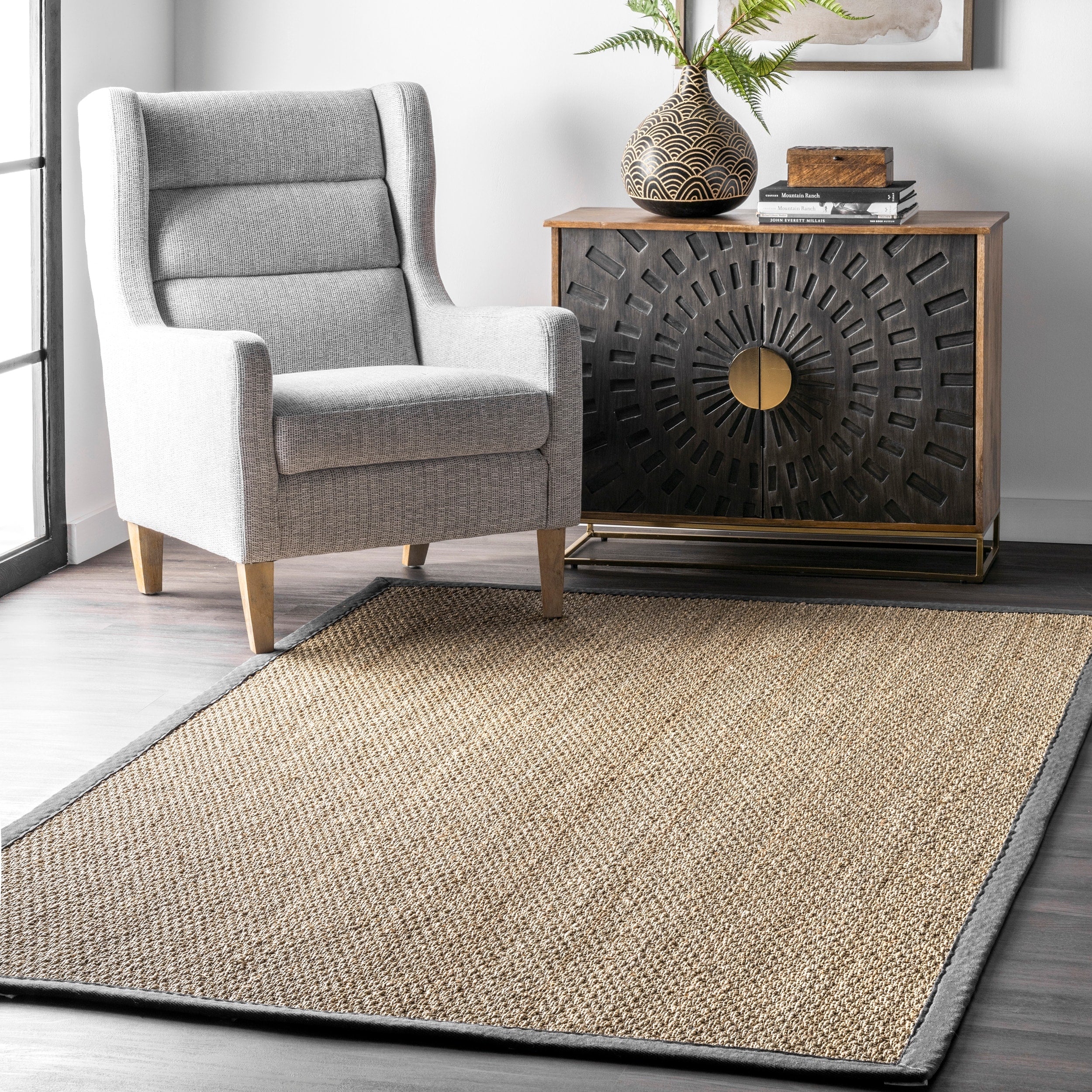 Tapis Nuloom Kiana Casual avec bordure en jonc de mer
