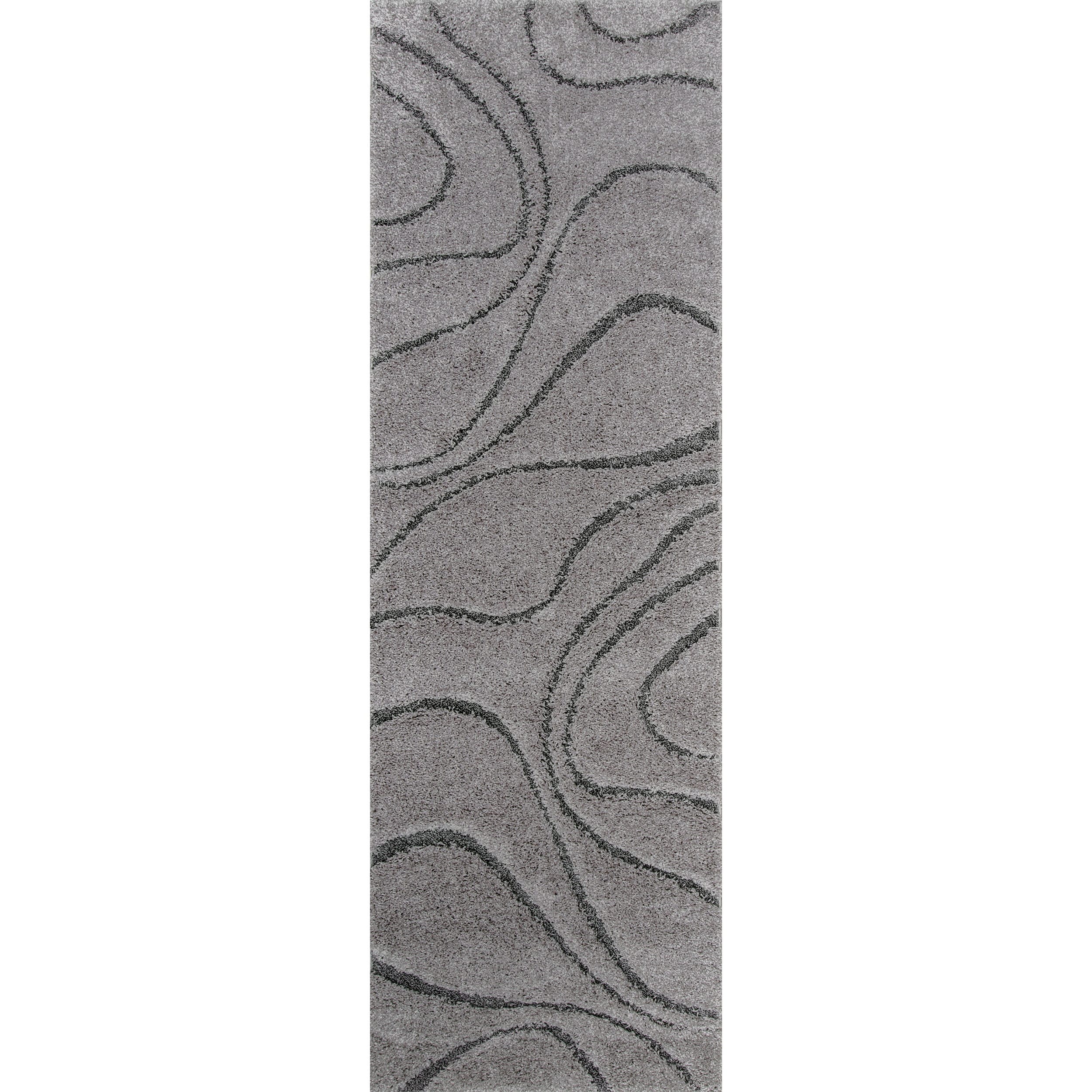 Tapis Shag contemporain Nuloom Krista à motifs tourbillonnants