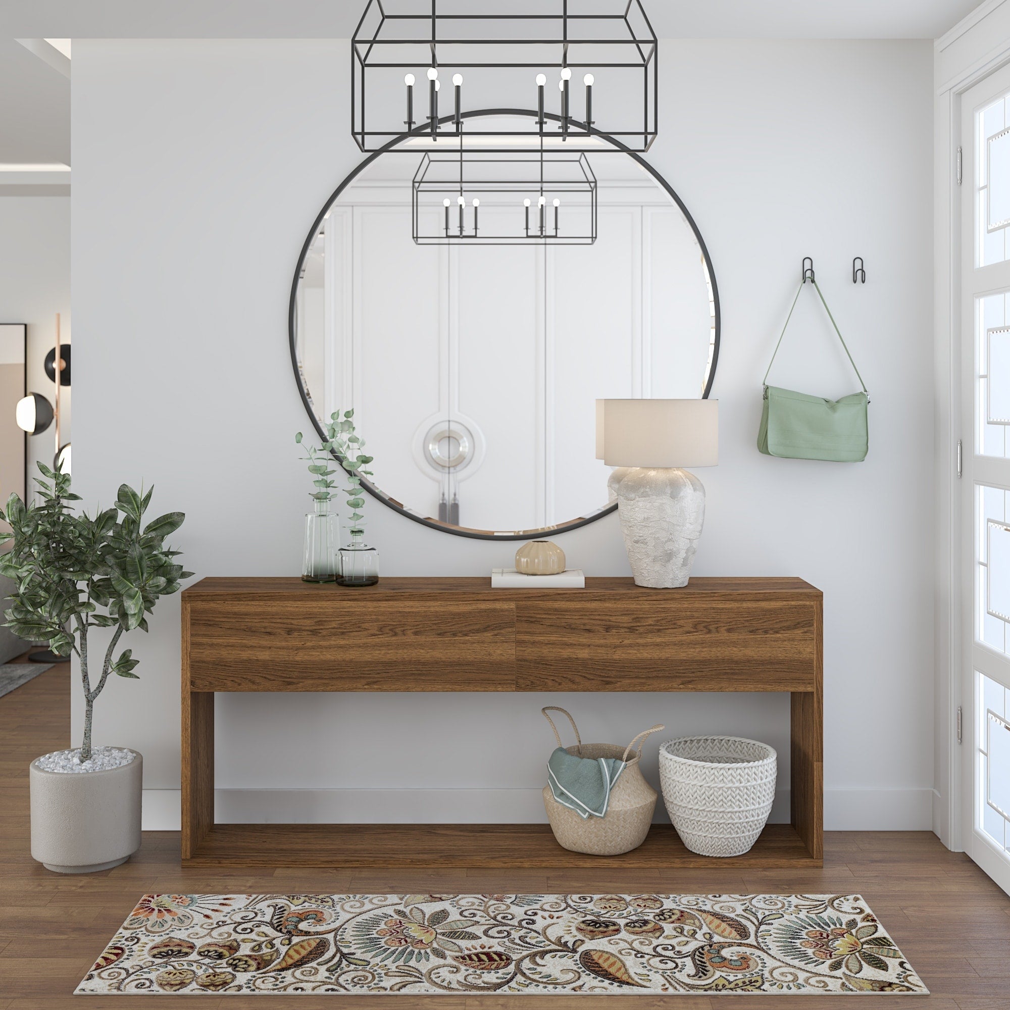 Tapis d'intérieur floral moderne Caprice du milieu du siècle