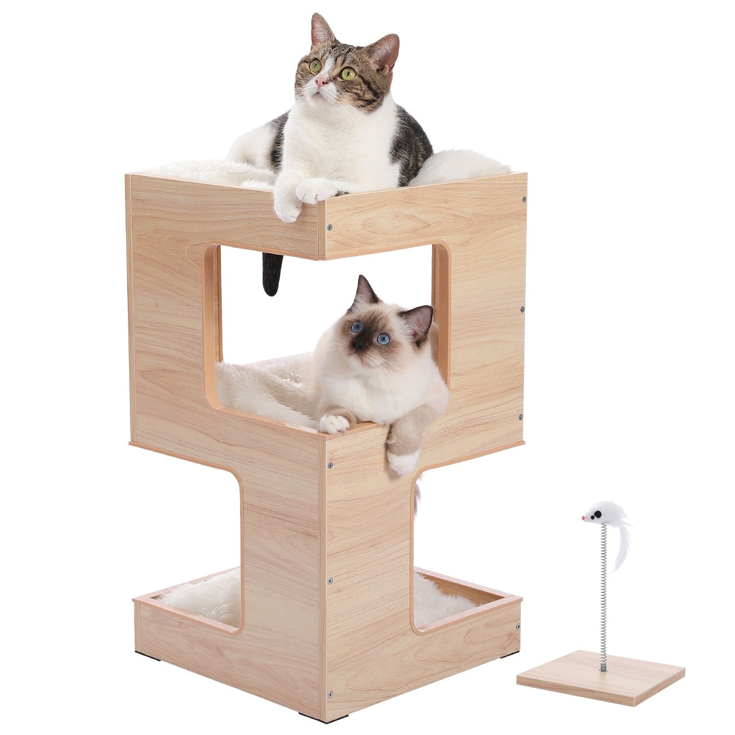 Niche pour chat, lit pour chat, arbre à chat avec griffoir et tapis amovibles
