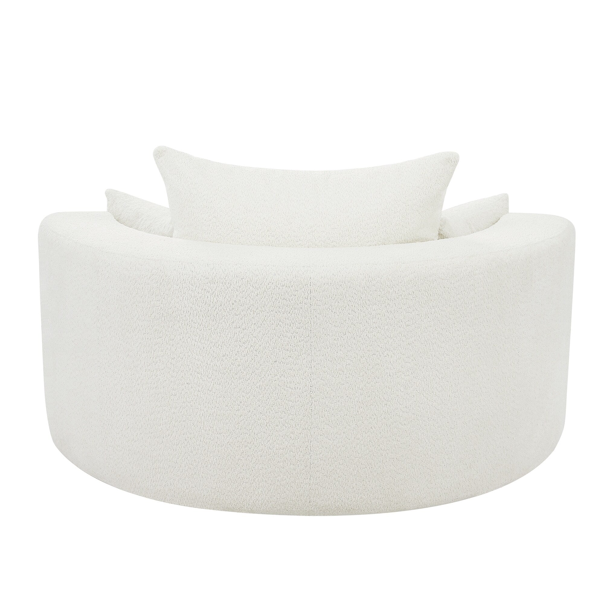 Fauteuil d'appoint en chenille, fauteuil rond avec base pivotante à 360 degrés et 3 coussins amovibles