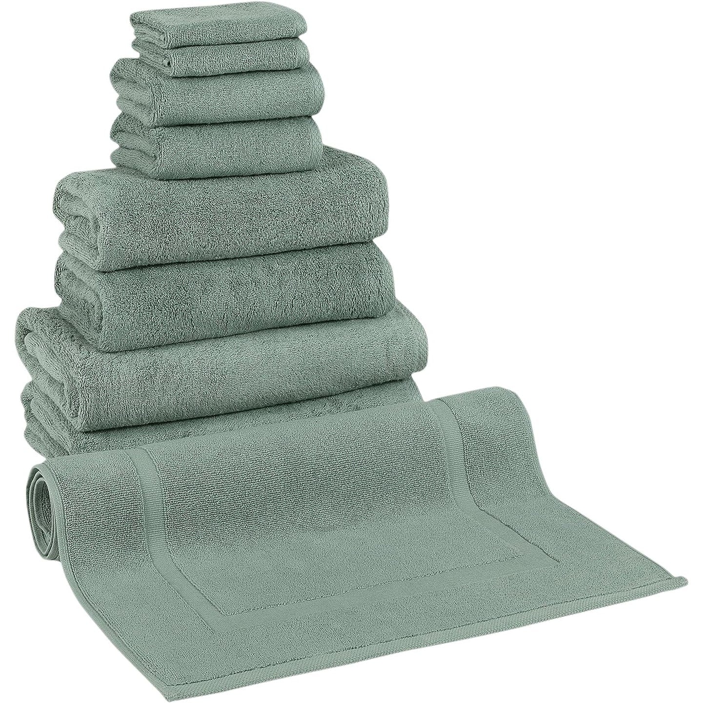 Ensemble de serviettes CTT 100 % coton turc, 8 ou 9 pièces, séchage rapide et absorbant