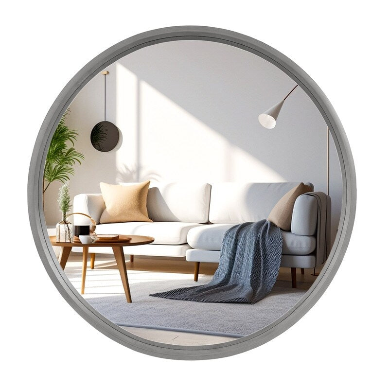 Miroir mural rond classique de style ferme avec cadre en bois