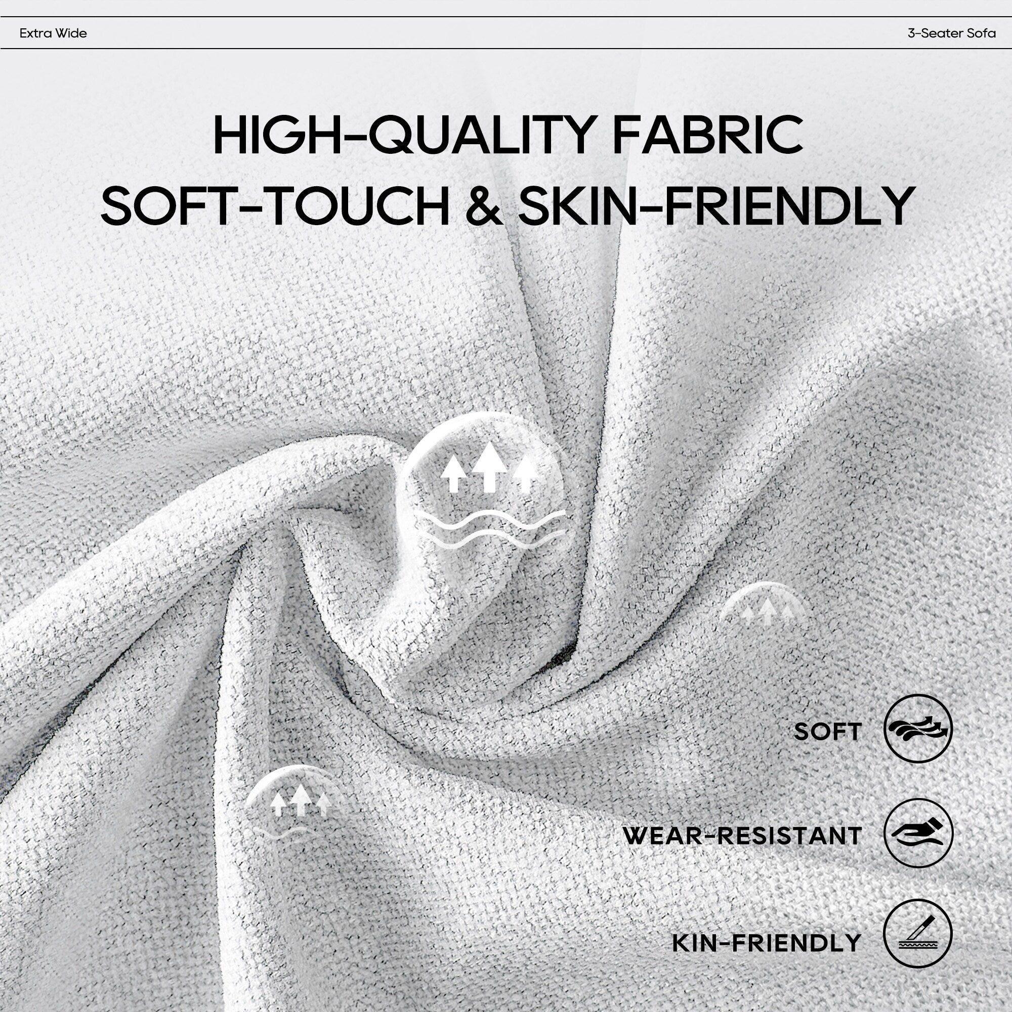 Canapé modulaire Cloud 144 avec pouf - Canapé de salon en tissu chenille moelleux