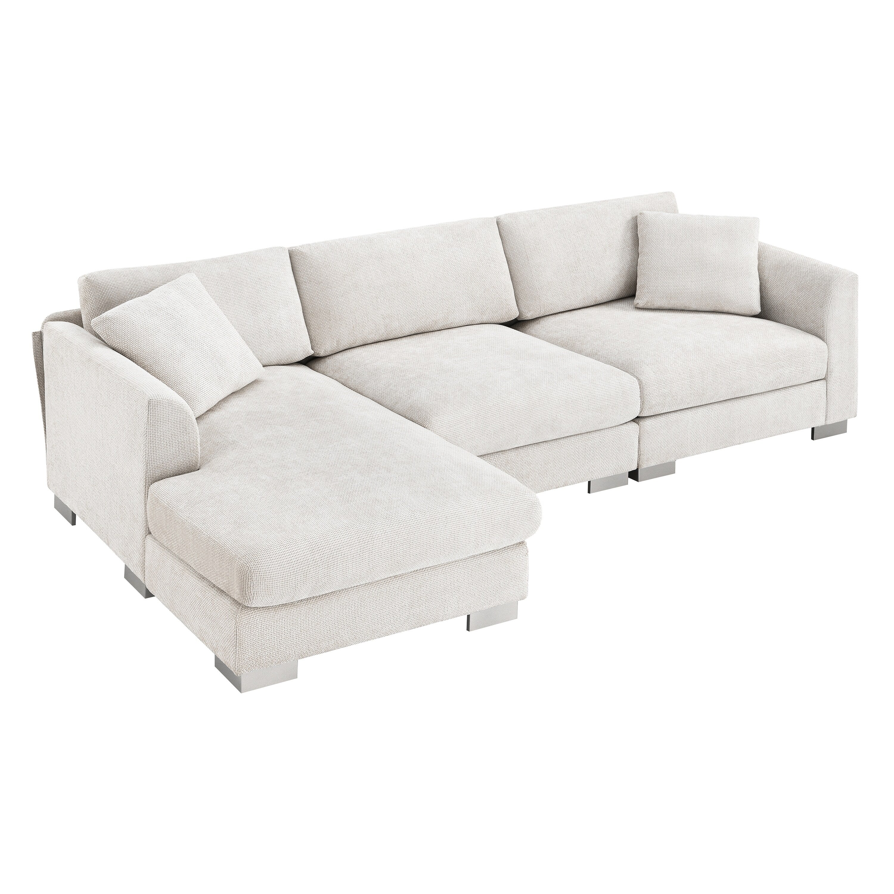 Canapé sectionnel Cloud, ensemble de canapés de luxe en forme de L avec 2 oreillers gratuits, mobilier d'intérieur 4 places en chenille avec méridienne surdimensionnée