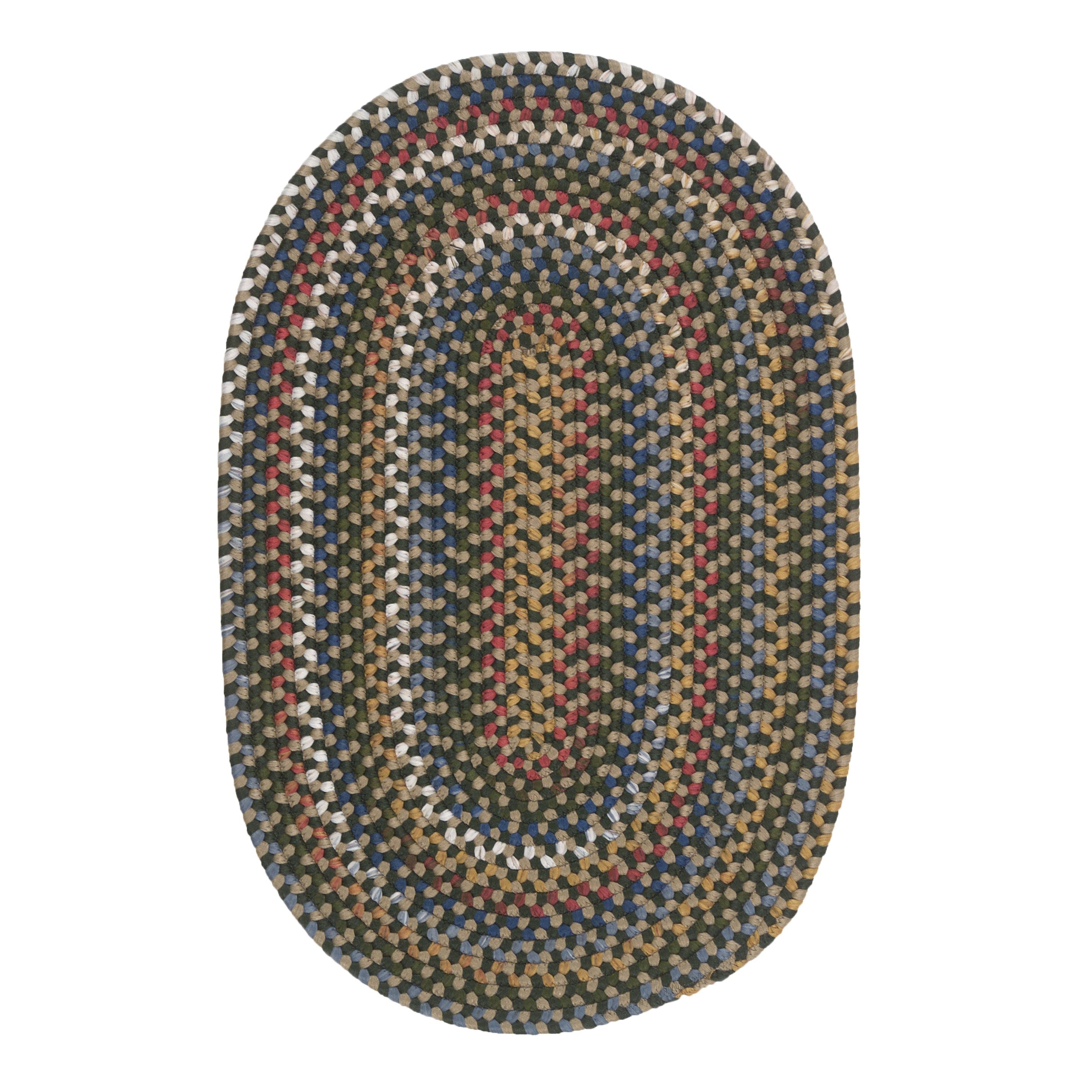 Tapis ovale tressé multicolore fait main de style ferme Colonial Mills Wayland