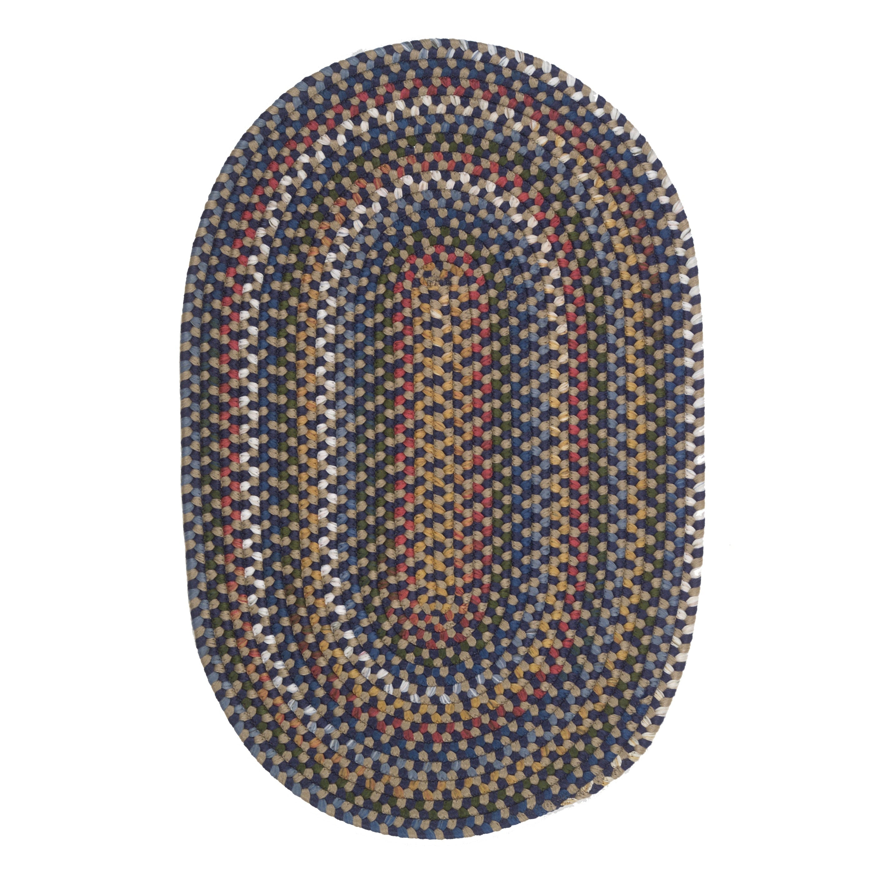 Tapis ovale tressé multicolore fait main de style ferme Colonial Mills Wayland