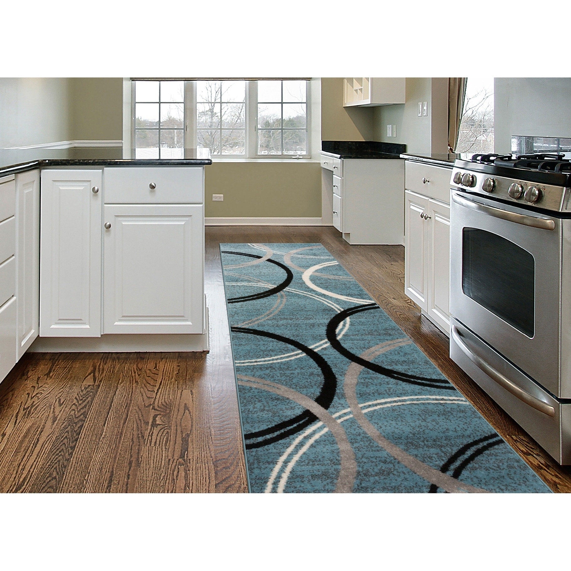 Tapis contemporain à motifs abstraits de cercles de la World Rug Gallery