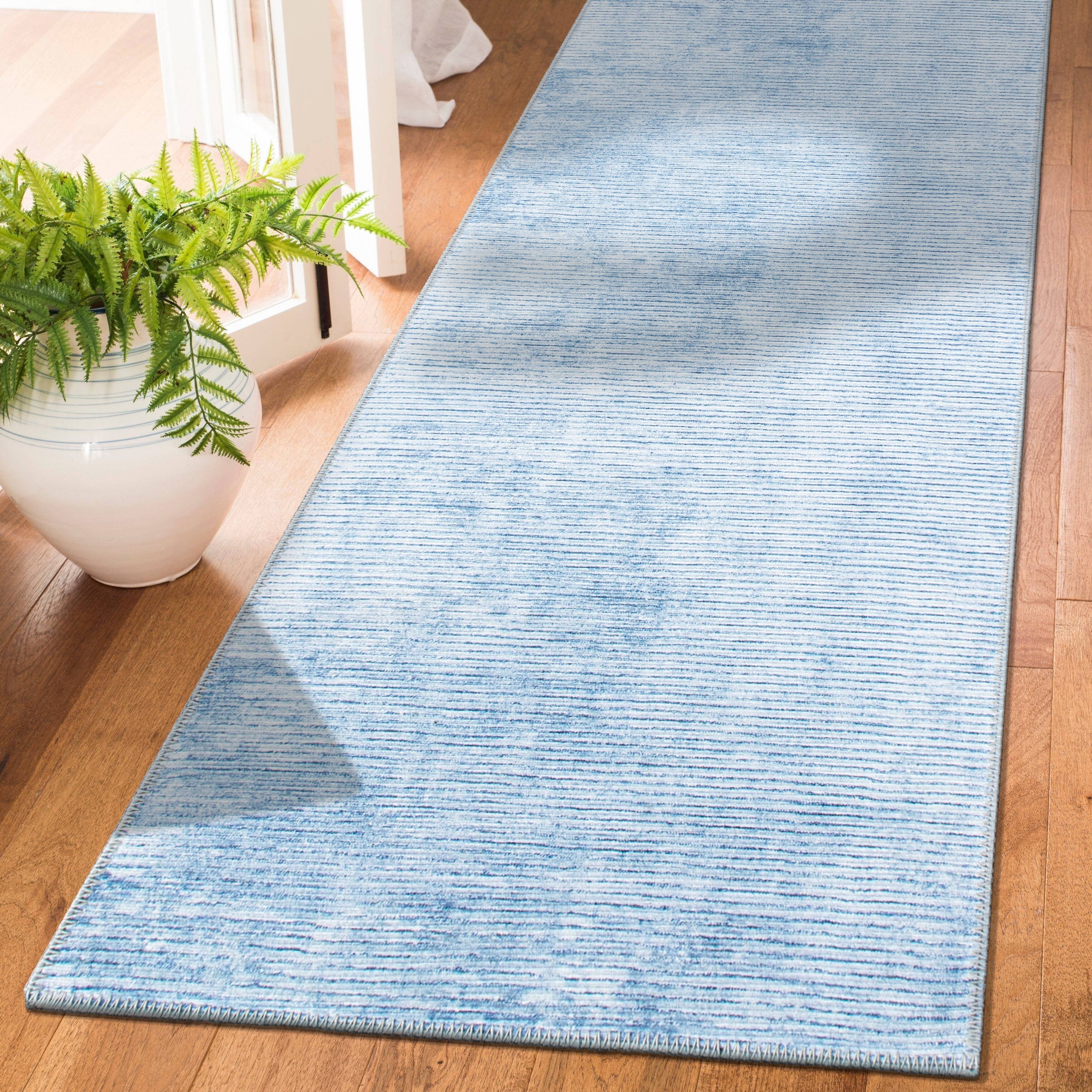 Tapis contemporain à rayures vieillies lavable en machine