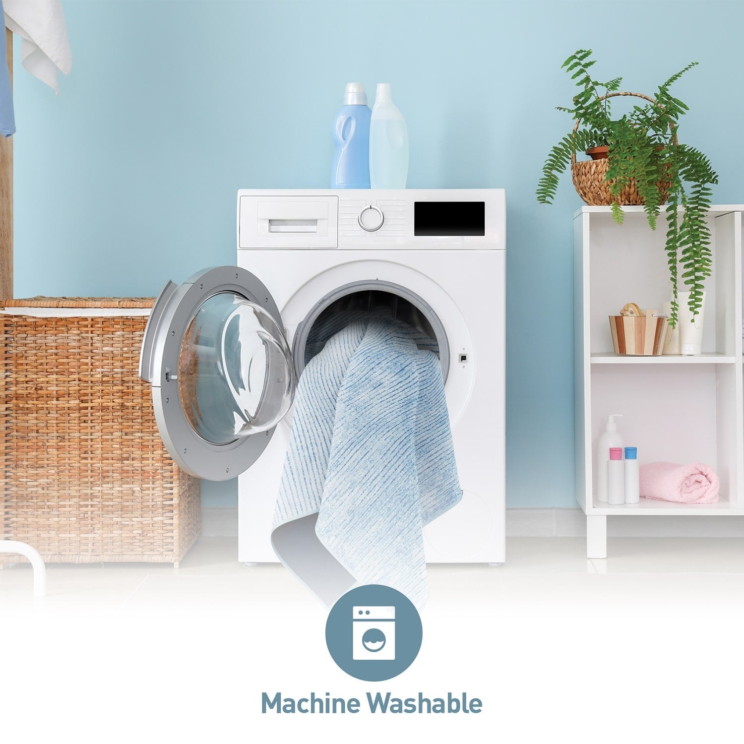 Tapis contemporain à rayures vieillies lavable en machine