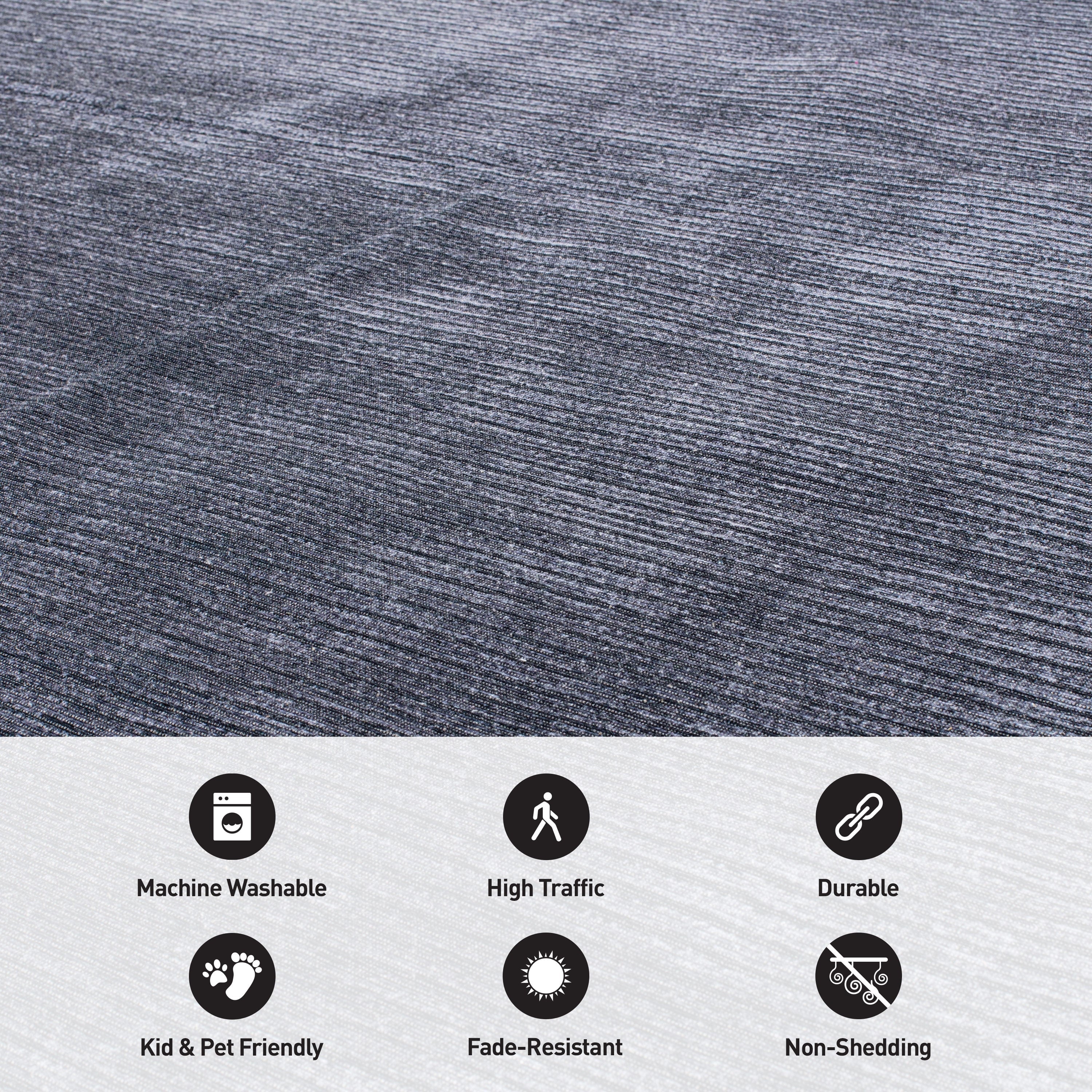 Tapis contemporain à rayures vieillies lavable en machine