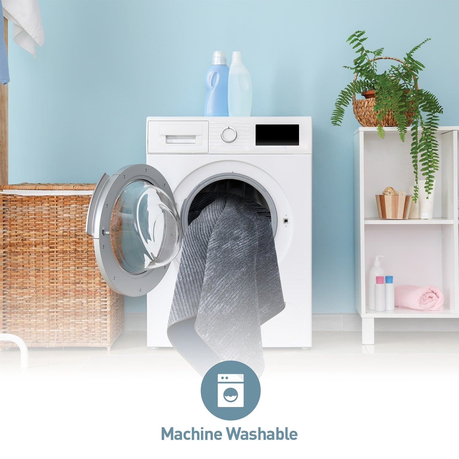 Tapis contemporain à rayures vieillies lavable en machine