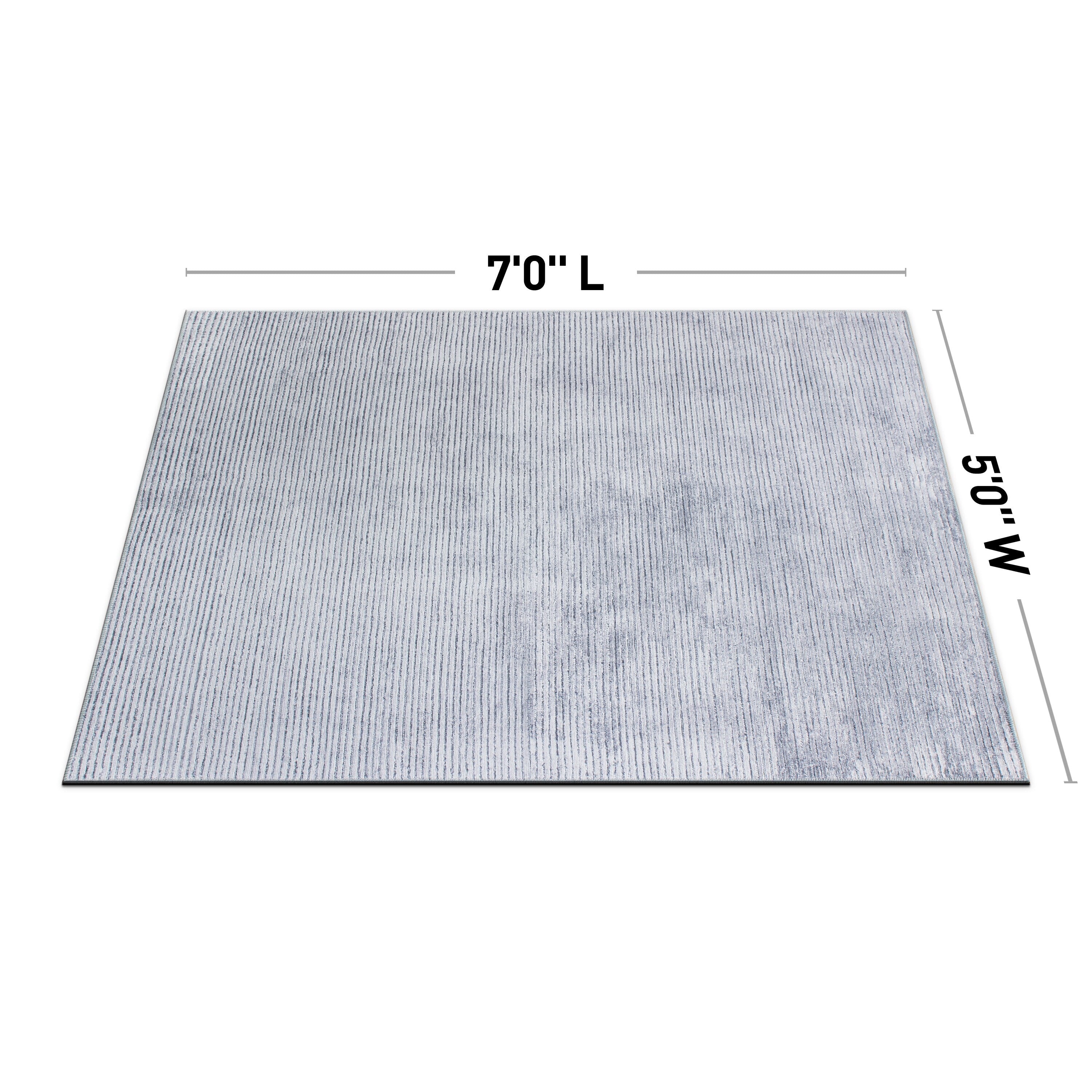 Tapis contemporain à rayures vieillies lavable en machine