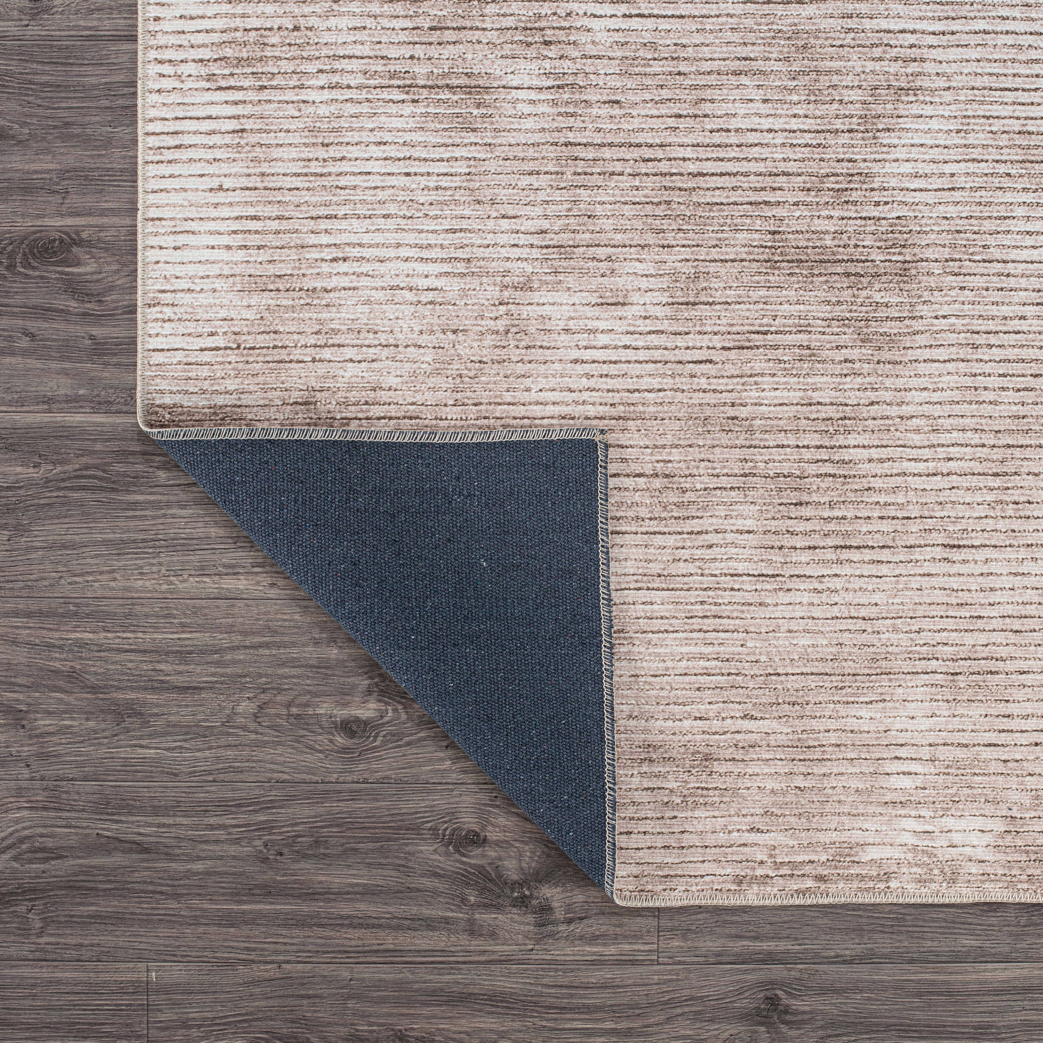 Tapis contemporain à rayures vieillies lavable en machine