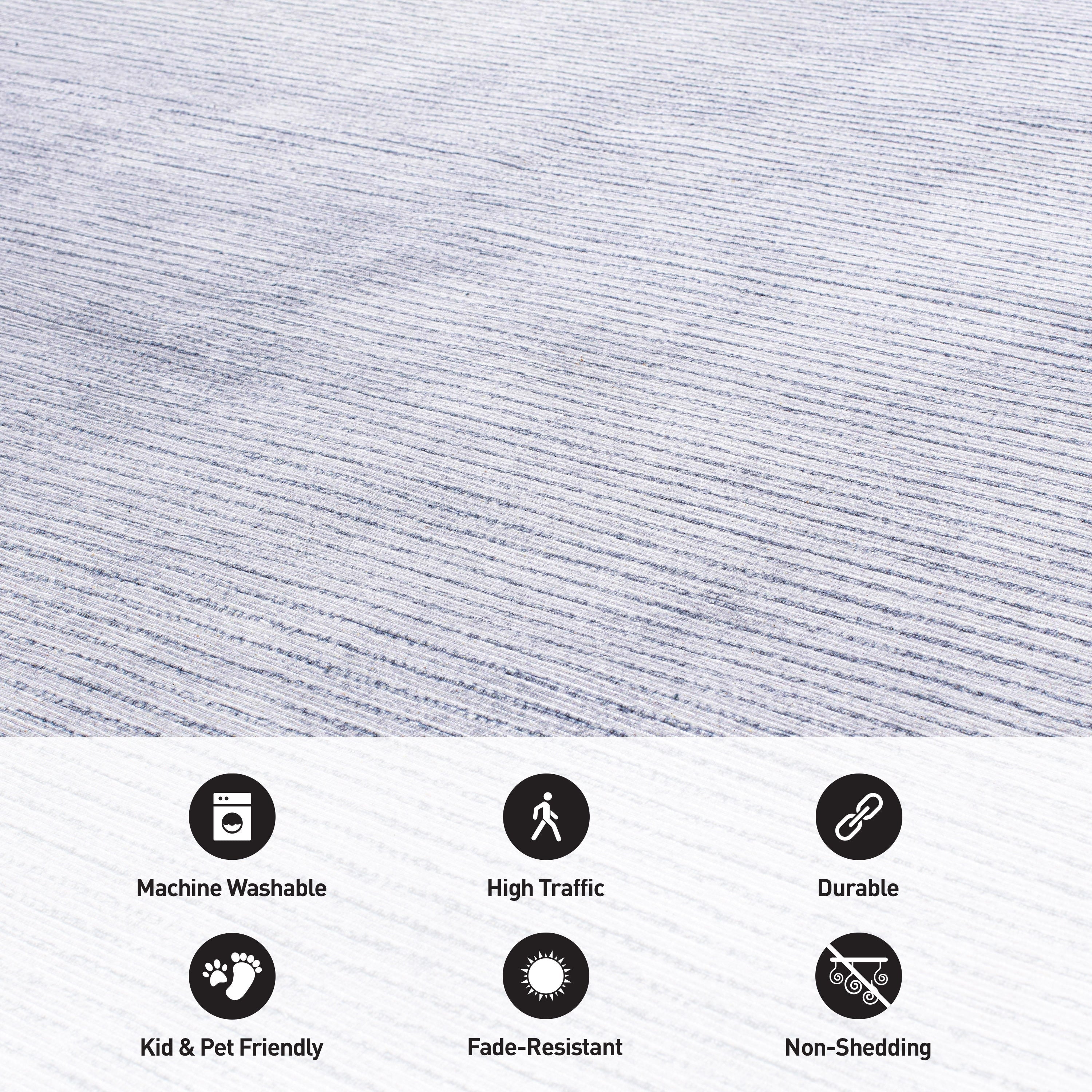 Tapis contemporain à rayures vieillies lavable en machine