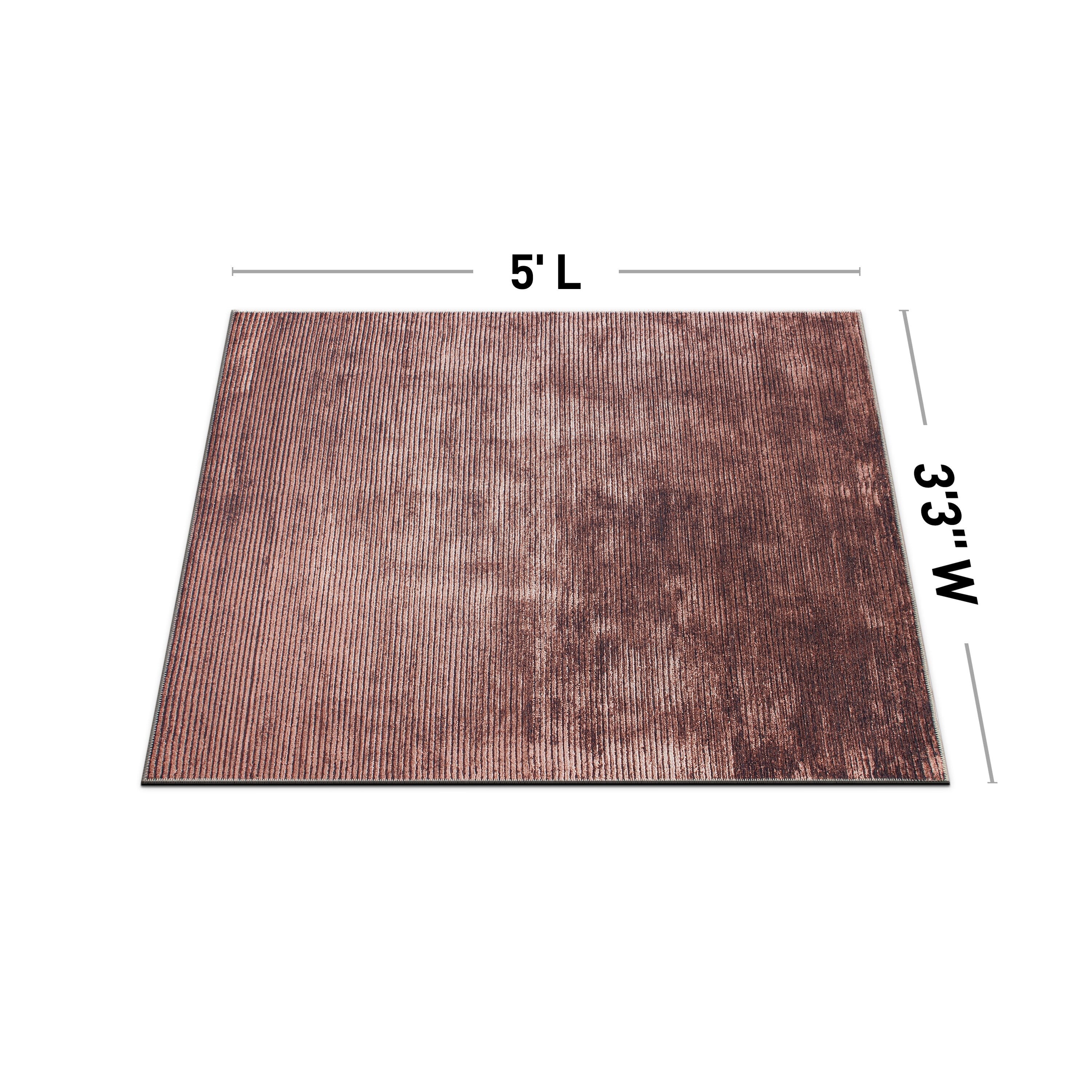 Tapis contemporain à rayures vieillies lavable en machine