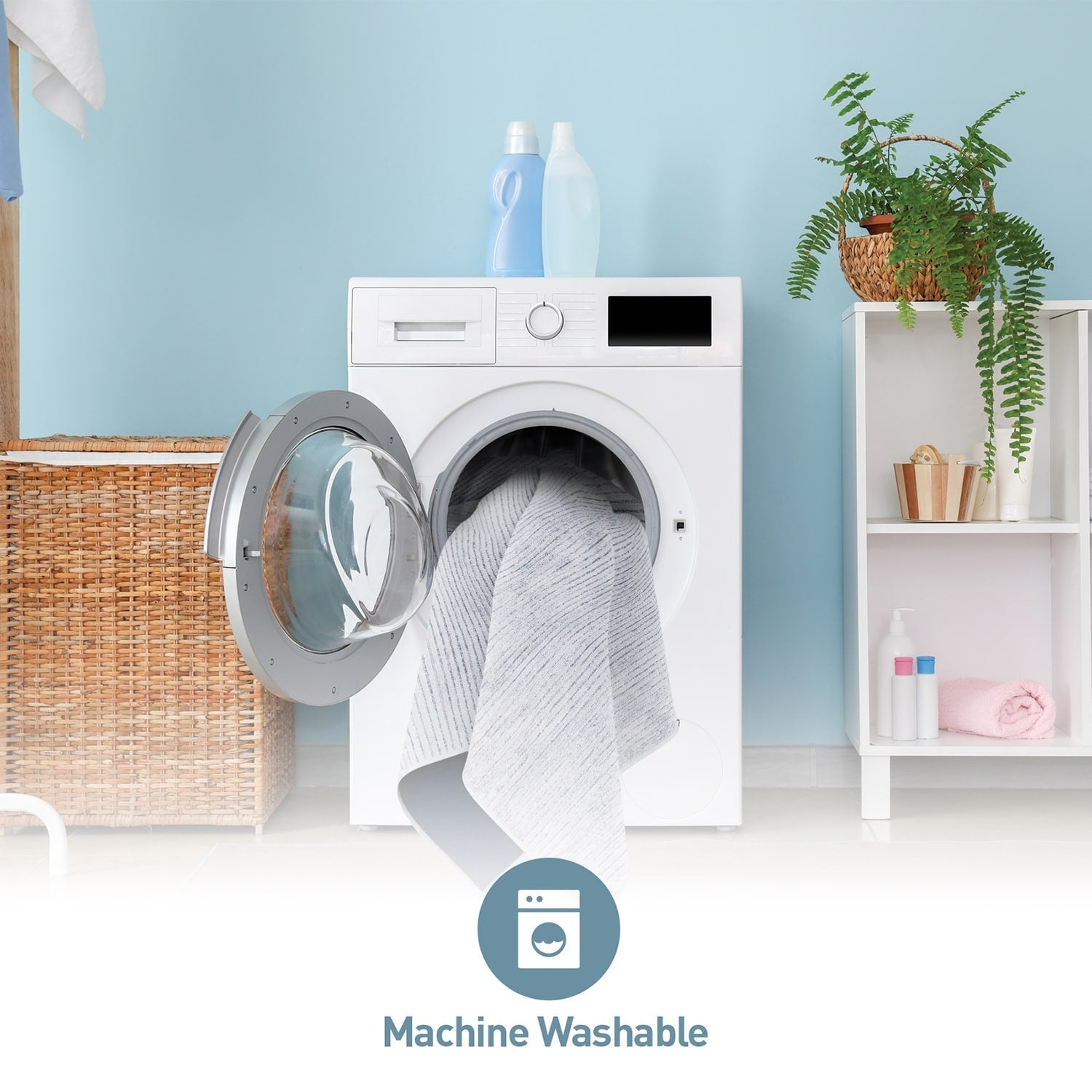 Tapis contemporain à rayures vieillies lavable en machine