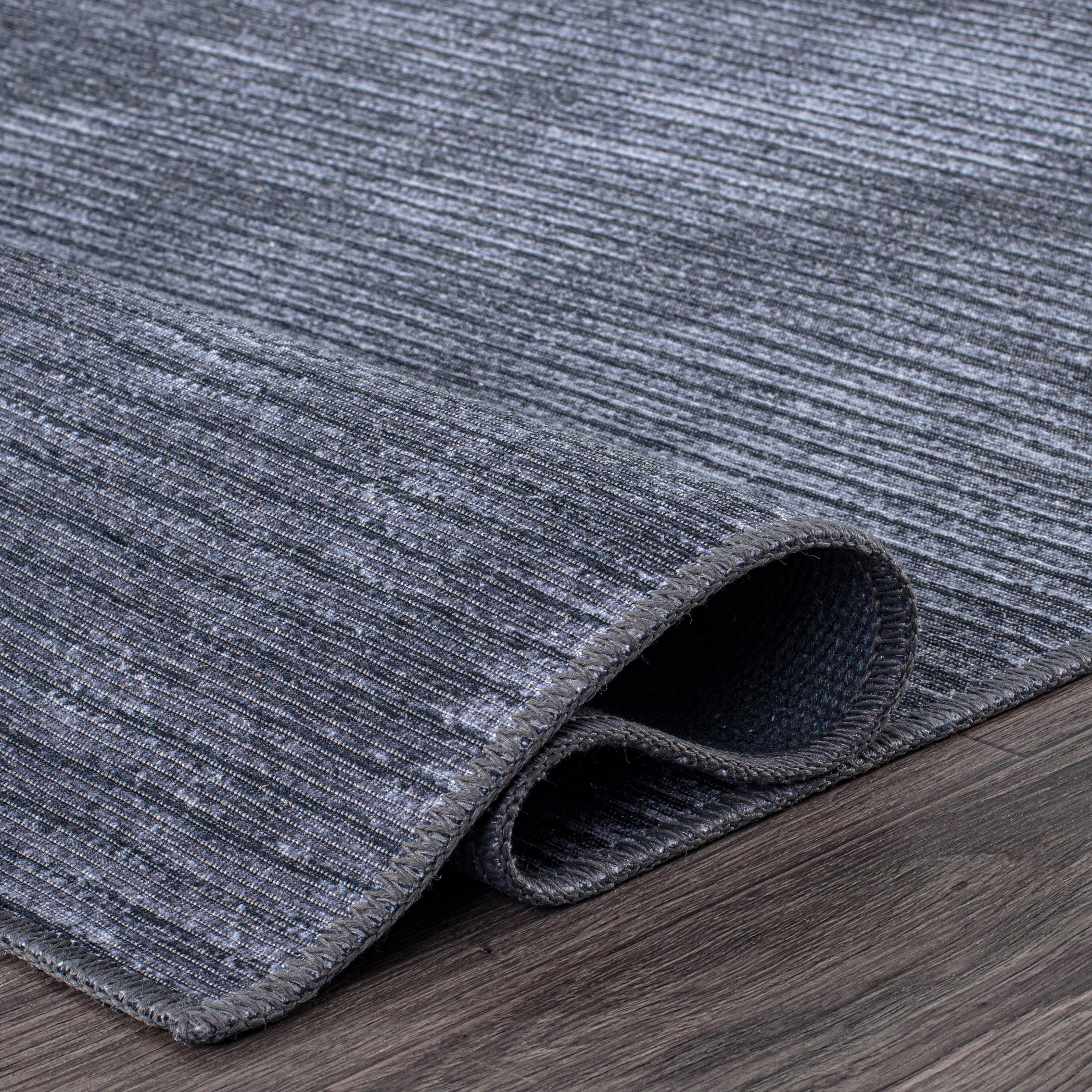 Tapis contemporain à rayures vieillies lavable en machine