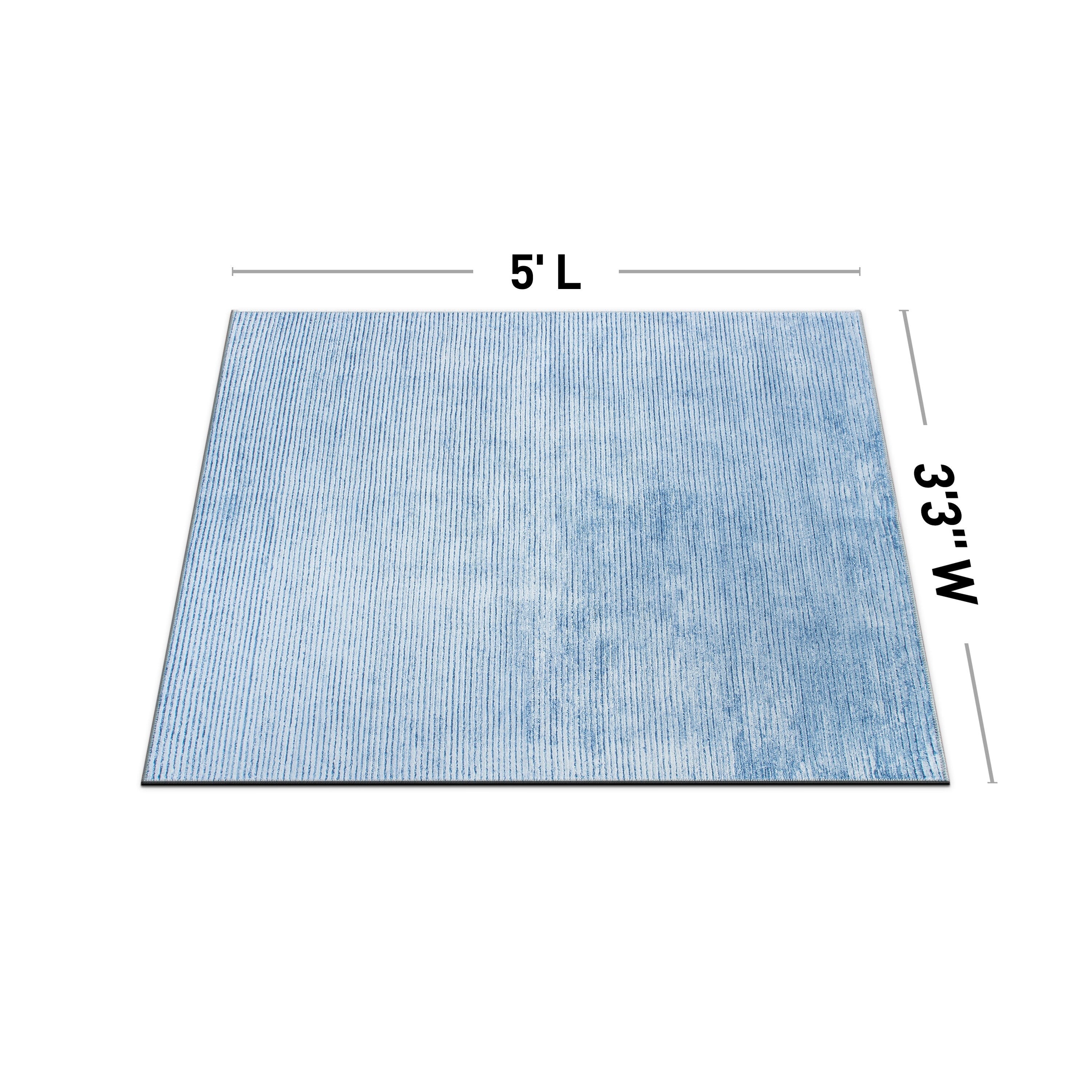 Tapis contemporain à rayures vieillies lavable en machine