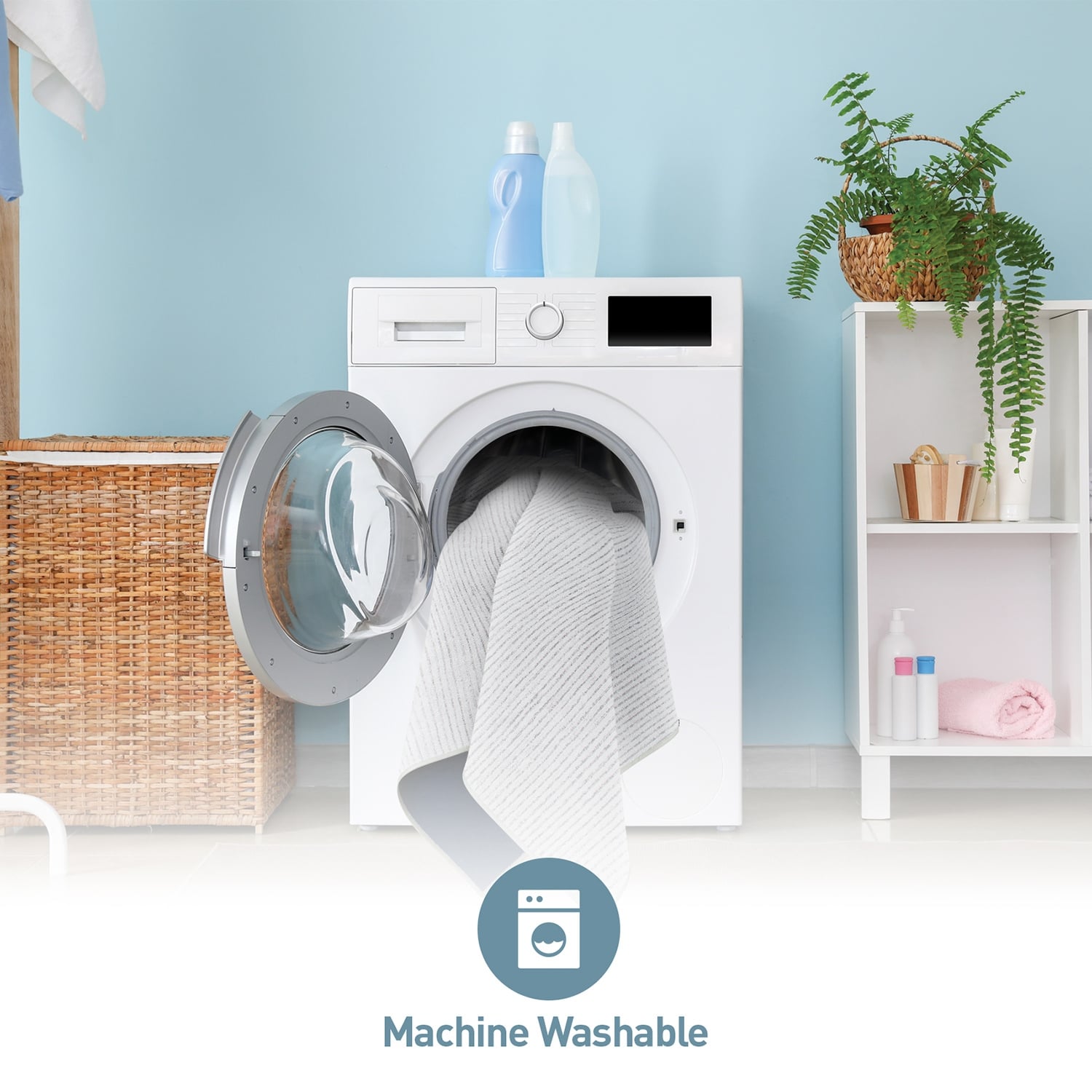 Tapis contemporain à rayures vieillies lavable en machine