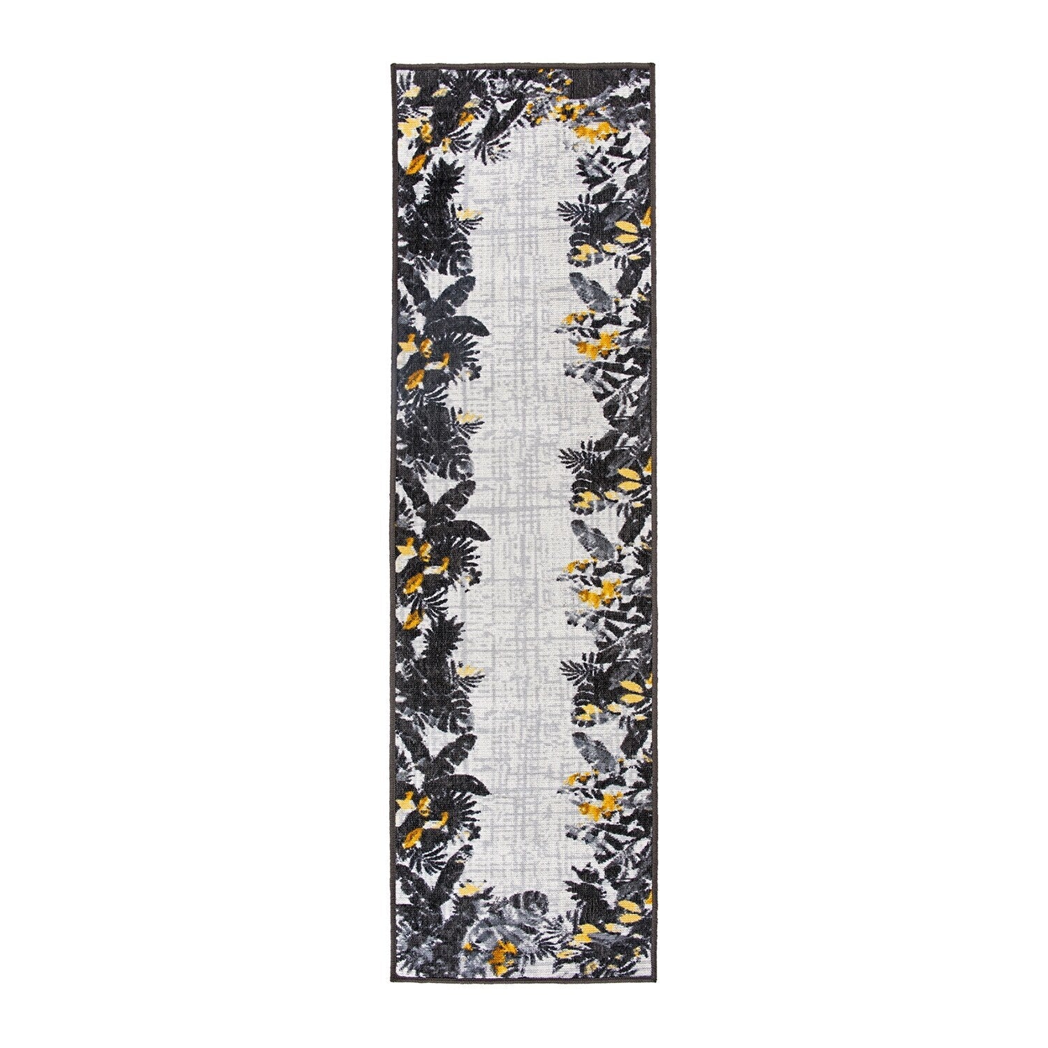 Tapis d'intérieur/extérieur à bordure florale contemporaine