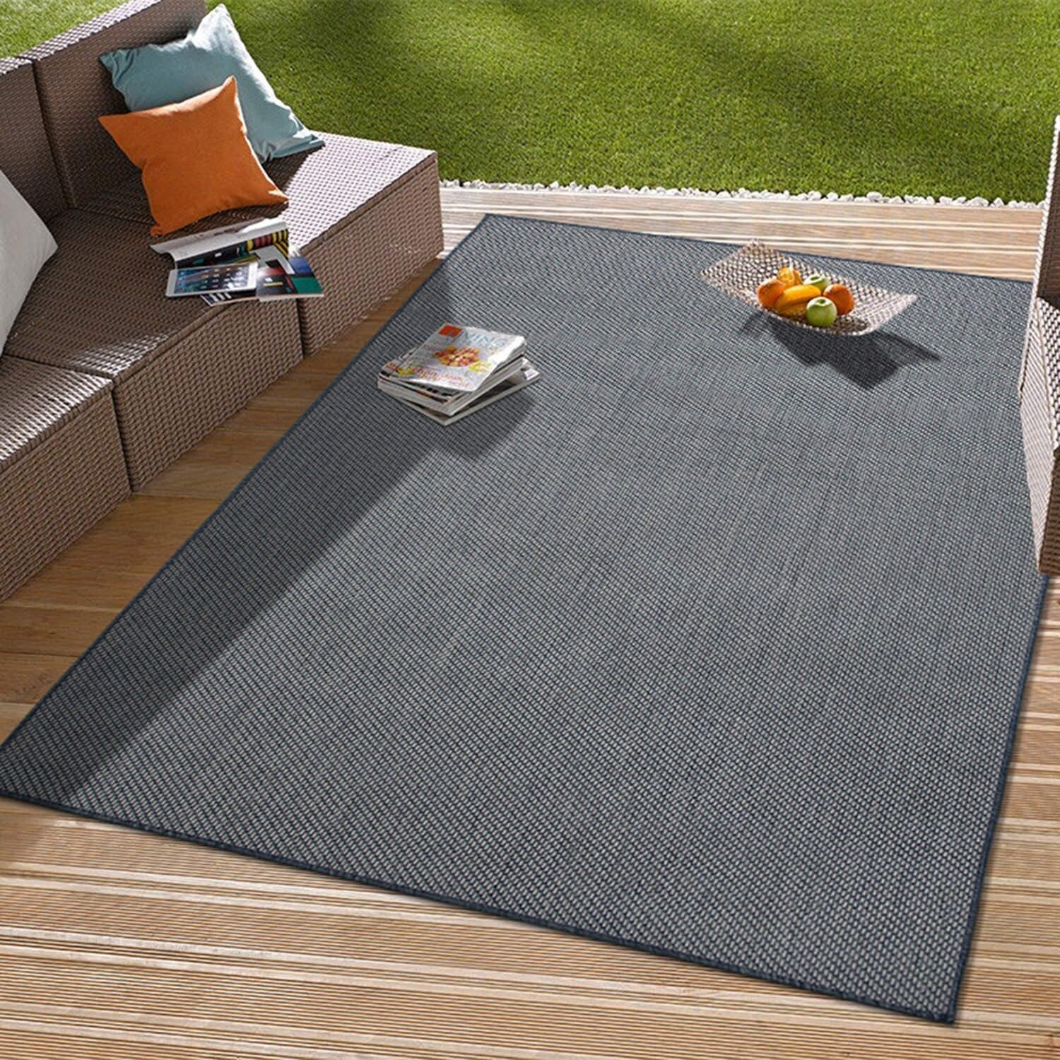 Tapis contemporain solide pour intérieur/extérieur