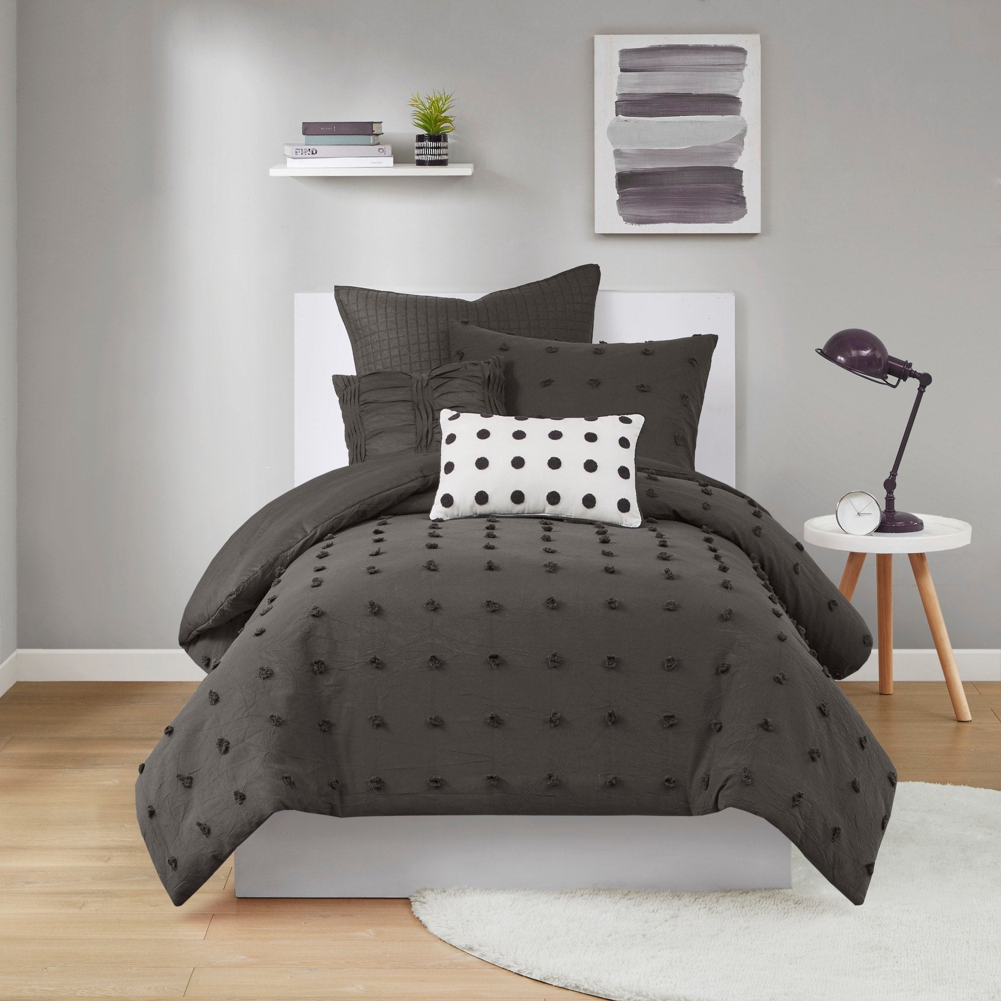 Parure de lit en jacquard de coton et maïs au design intelligent avec taies d'oreiller et coussins décoratifs