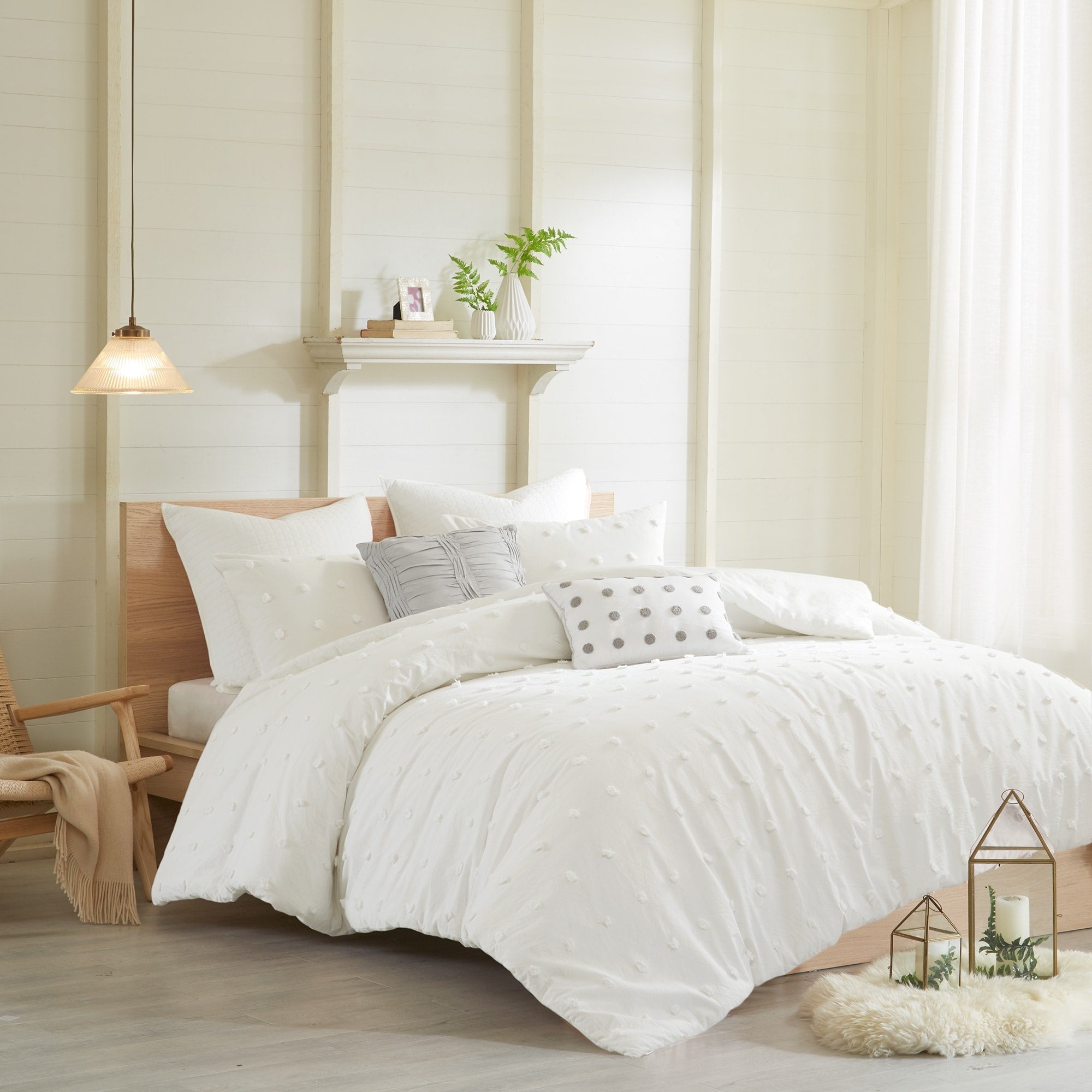 Parure de lit en jacquard de coton et maïs au design intelligent avec taies d'oreiller et coussins décoratifs
