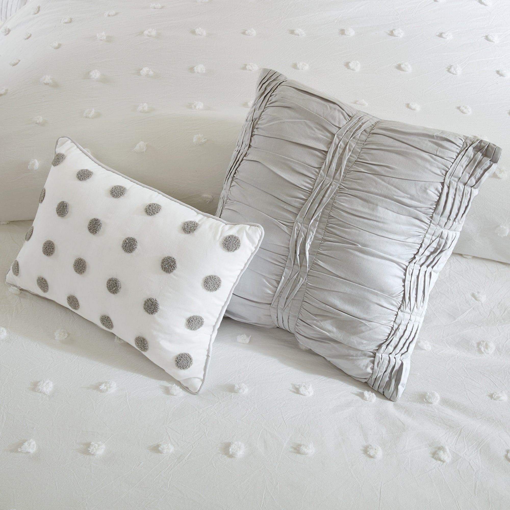Parure de lit en jacquard de coton et maïs au design intelligent avec taies d'oreiller et coussins décoratifs
