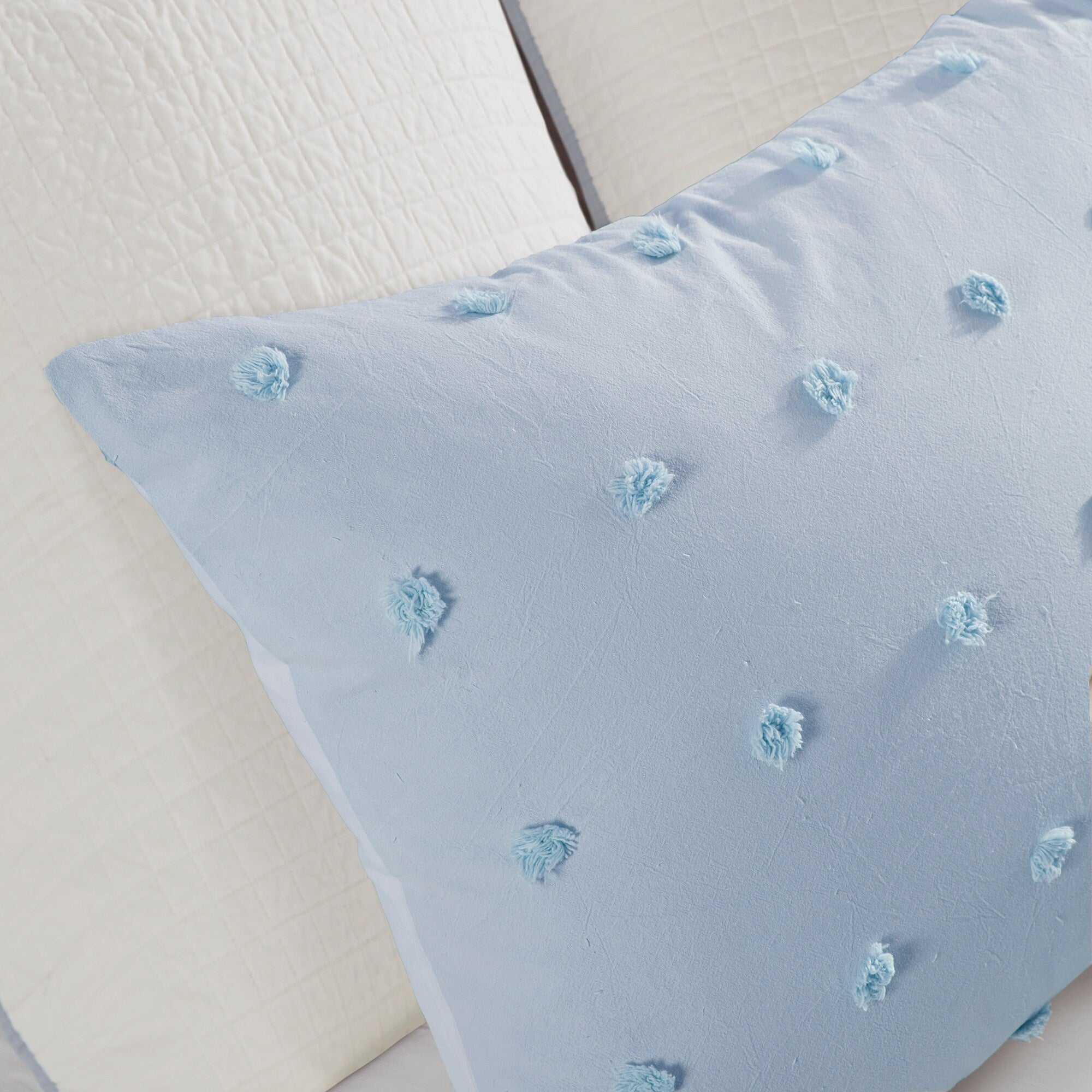 Parure de lit en jacquard de coton et maïs au design intelligent avec taies d'oreiller et coussins décoratifs