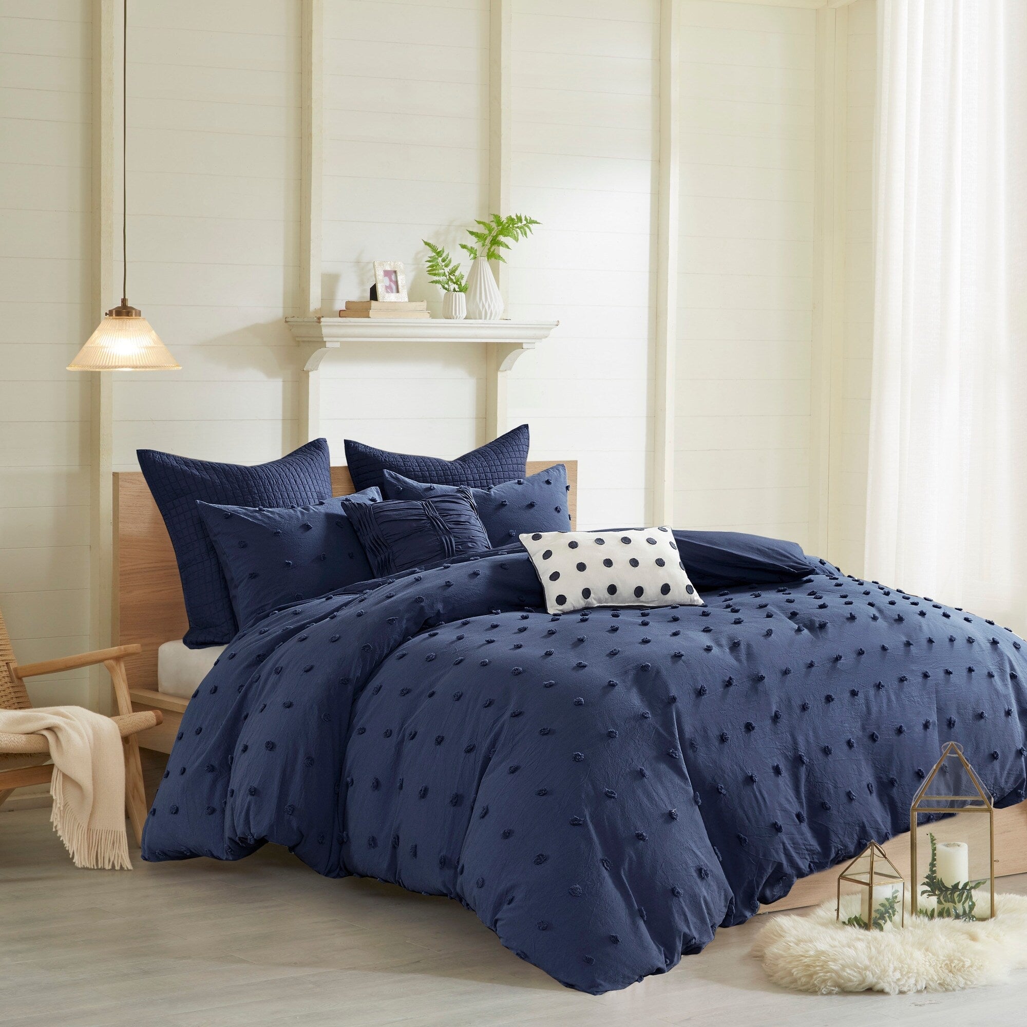 Parure de lit en jacquard de coton et maïs au design intelligent avec taies d'oreiller et coussins décoratifs