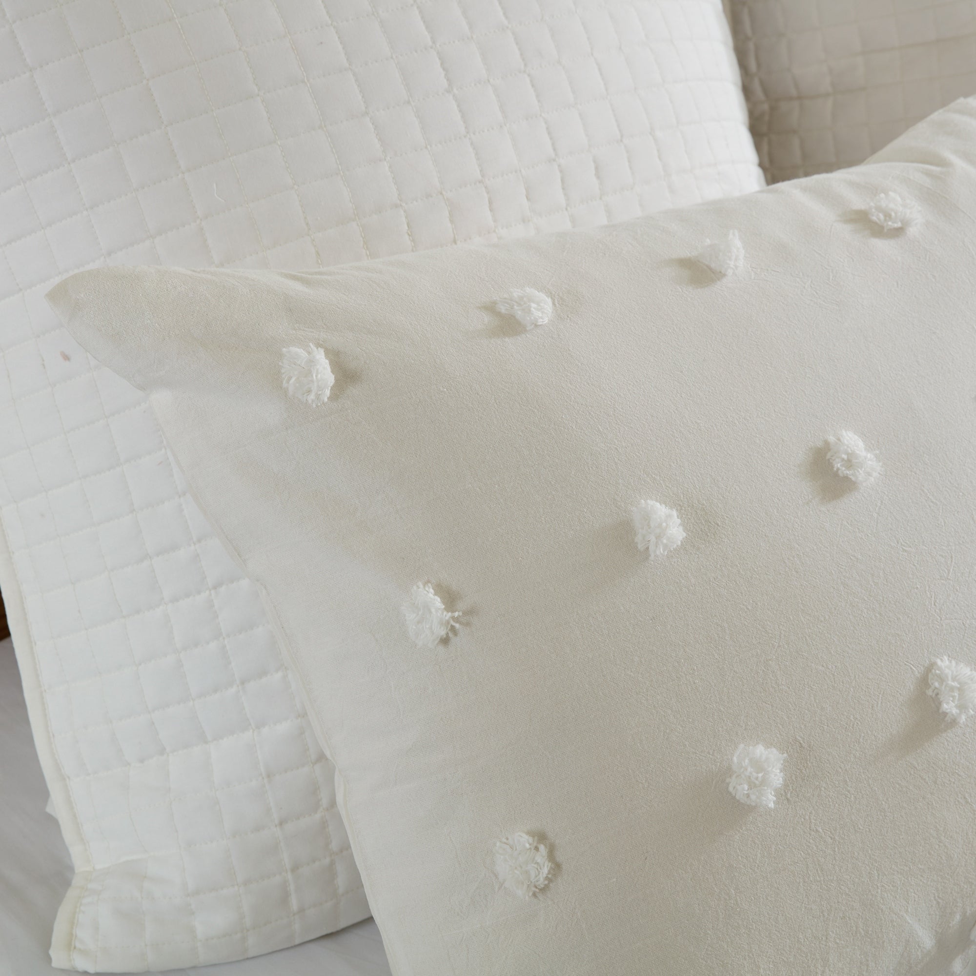 Parure de lit en jacquard de coton et maïs au design intelligent avec taies d'oreiller et coussins décoratifs