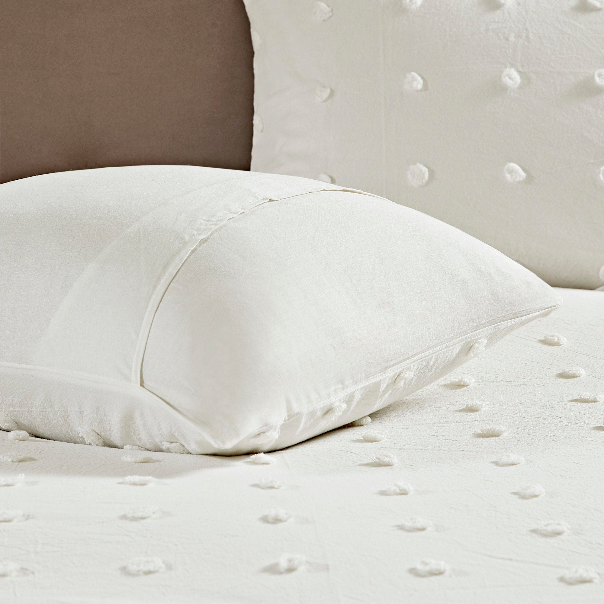 Parure de lit en jacquard de coton et maïs au design intelligent avec taies d'oreiller et coussins décoratifs