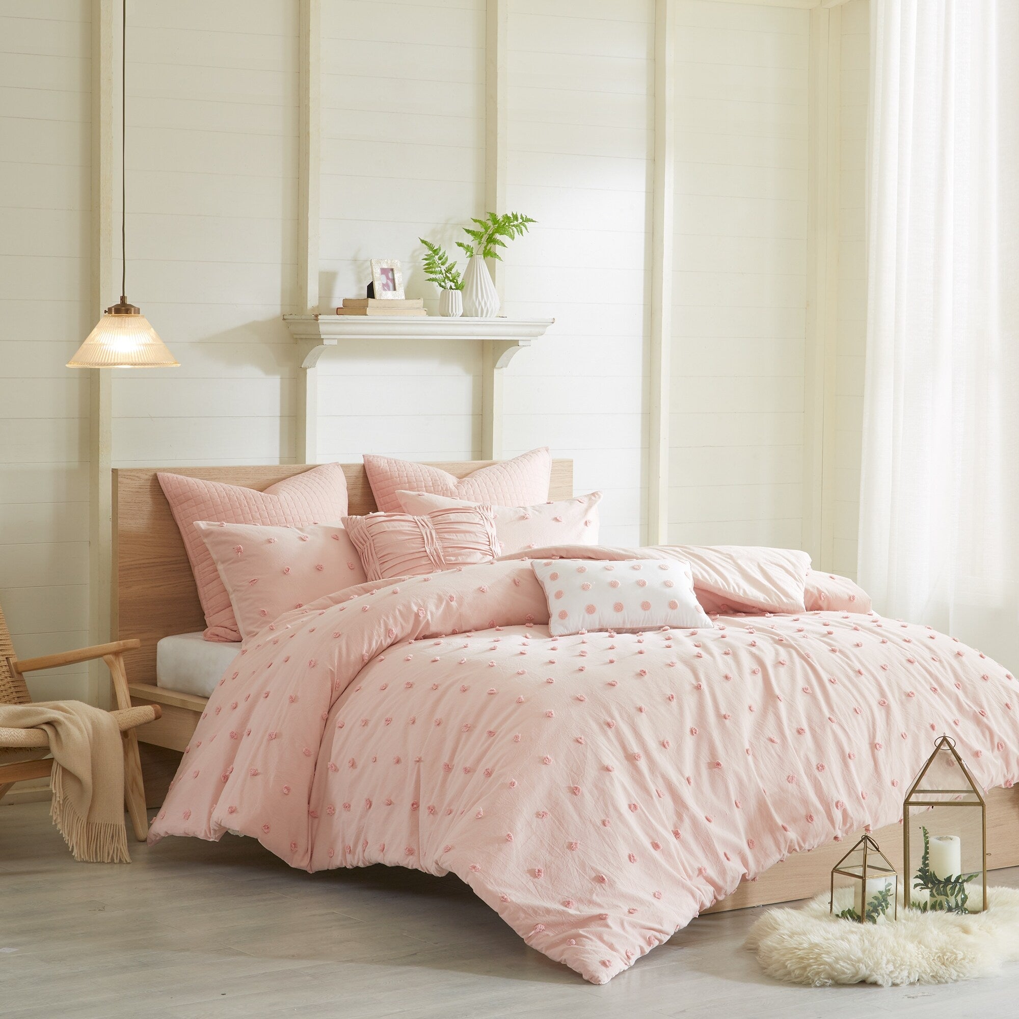 Parure de lit en jacquard de coton et maïs au design intelligent avec taies d'oreiller et coussins décoratifs