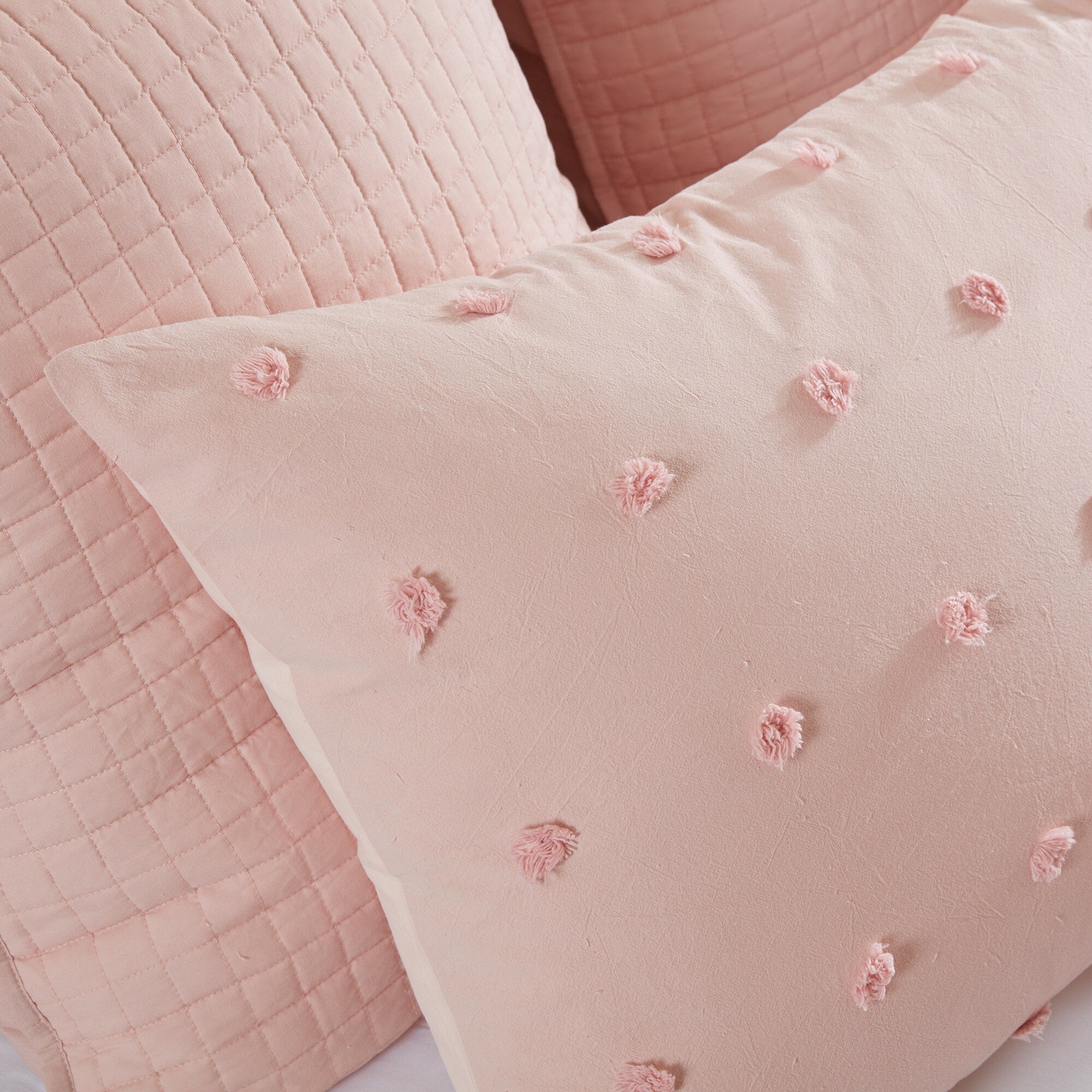 Parure de lit en jacquard de coton et maïs au design intelligent avec taies d'oreiller et coussins décoratifs