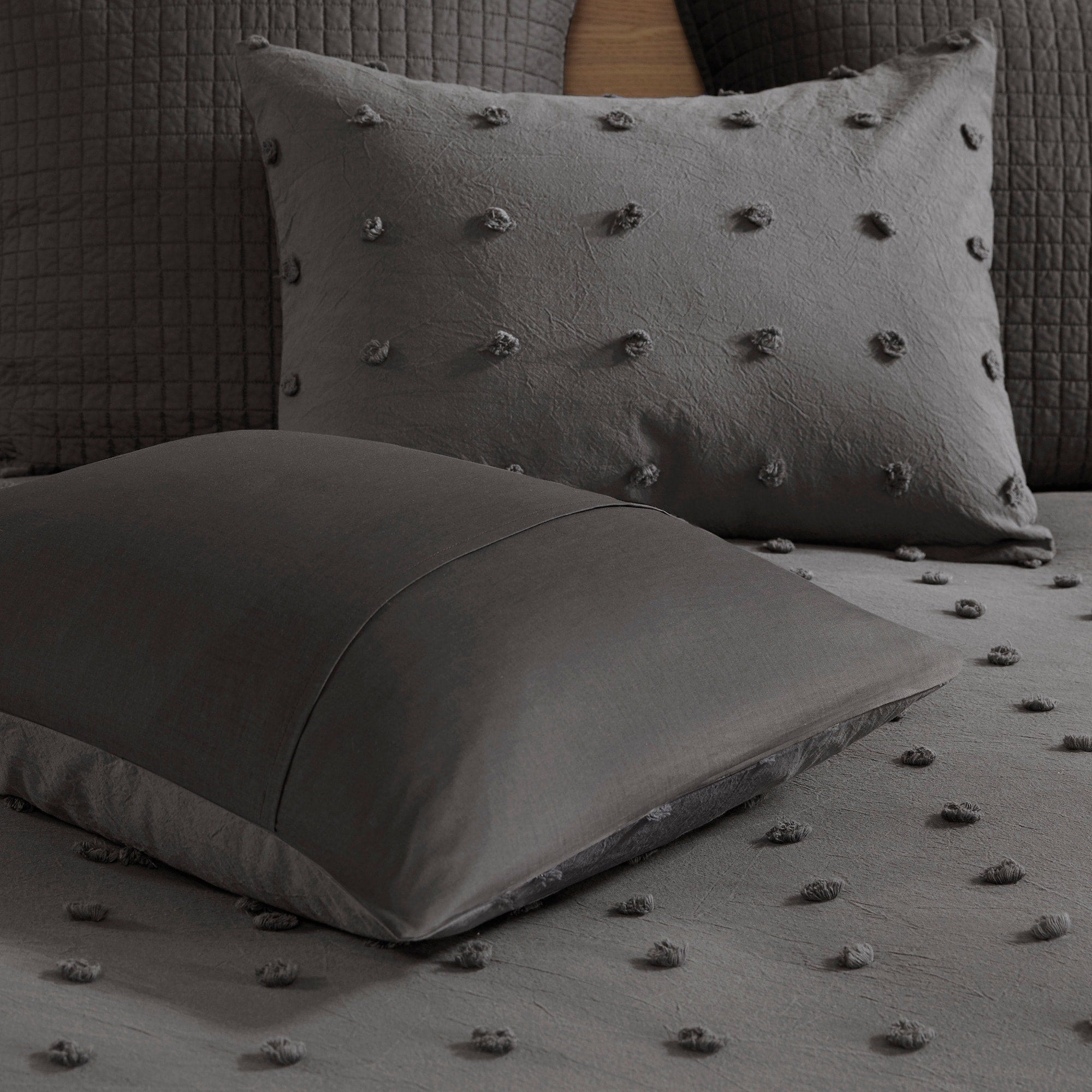 Parure de lit en jacquard de coton et maïs au design intelligent avec taies d'oreiller et coussins décoratifs