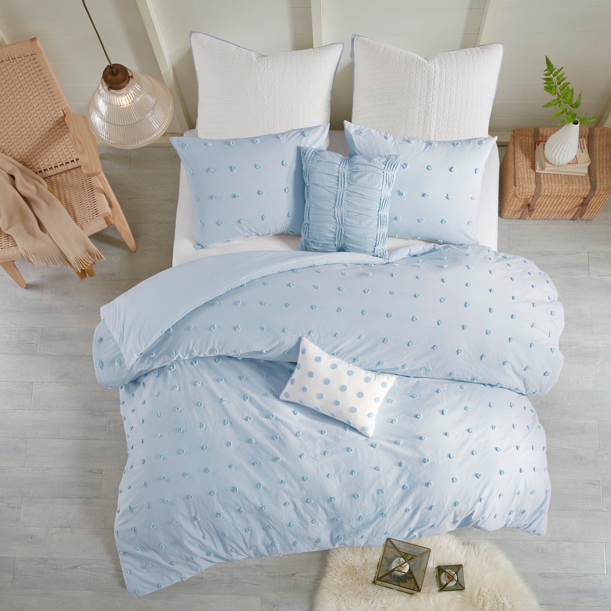 Parure de lit en jacquard de coton et maïs au design intelligent avec taies d'oreiller et coussins décoratifs