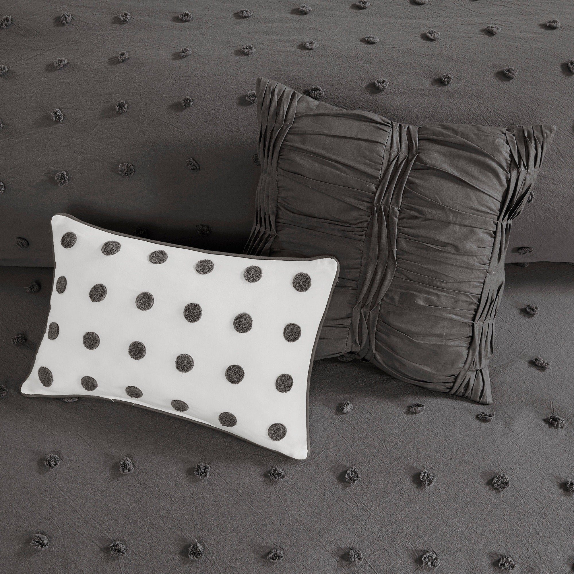 Parure de lit en jacquard de coton et maïs au design intelligent avec taies d'oreiller et coussins décoratifs
