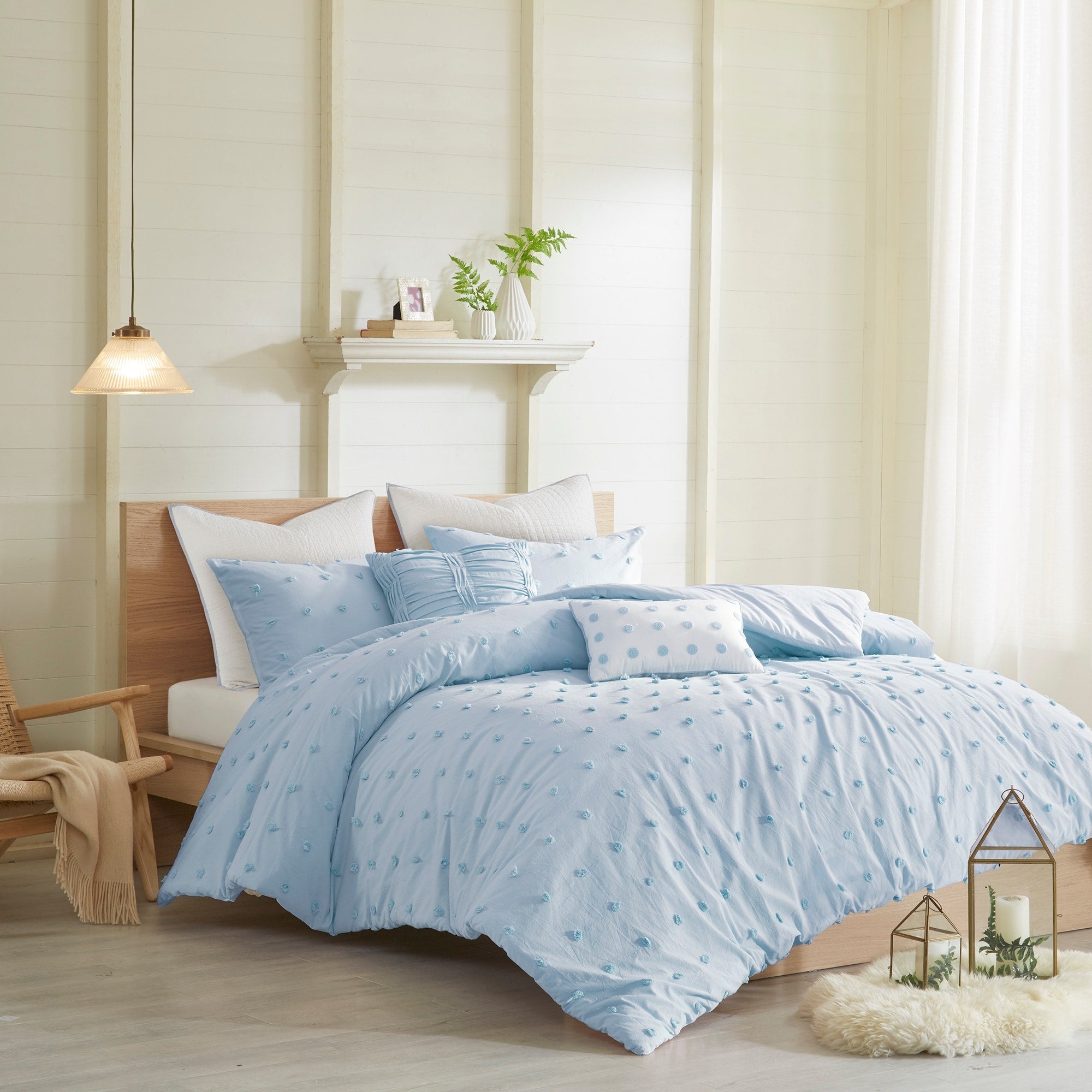 Parure de lit en jacquard de coton et maïs au design intelligent avec taies d'oreiller et coussins décoratifs
