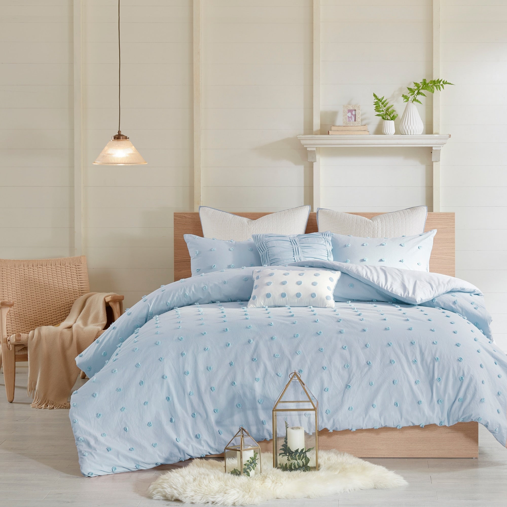 Parure de lit en jacquard de coton et maïs au design intelligent avec taies d'oreiller et coussins décoratifs