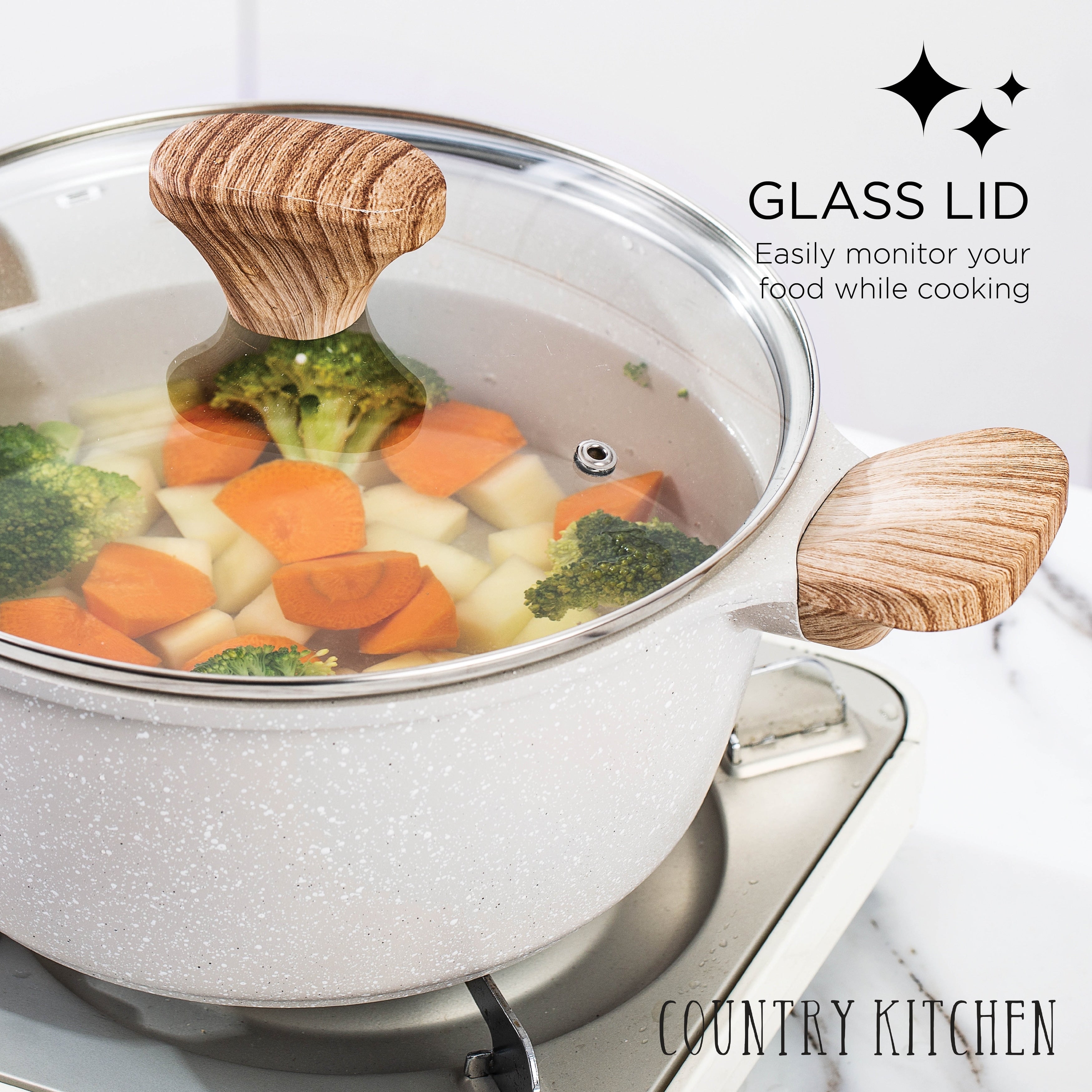 Country Kitchen Non-Stick Cast Aluminum Cookware Set - Durable Kitchen Cookware for Everyday Cooking, 6-11 Pc
