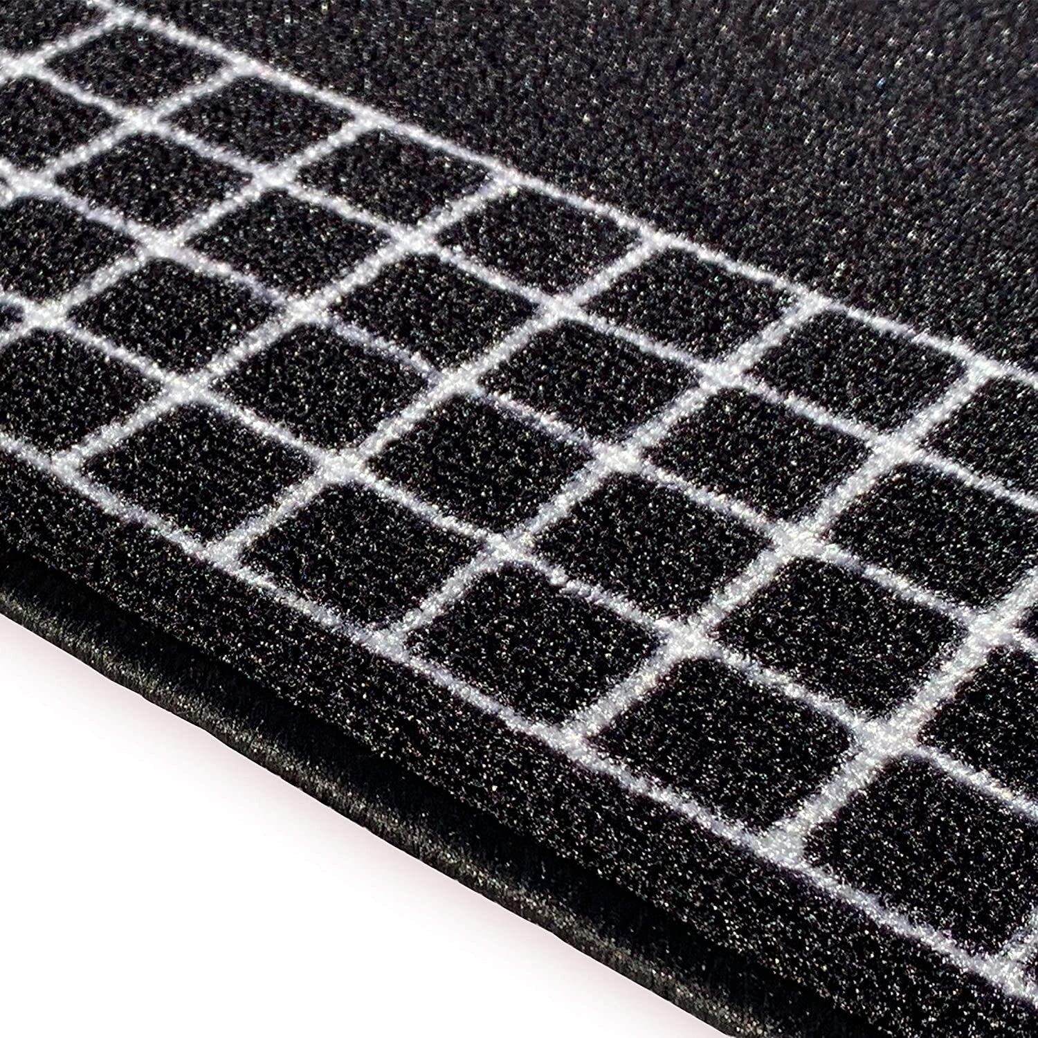 Tapis de couloir contemporain antidérapant à bordure à carreaux de 26 pouces de large