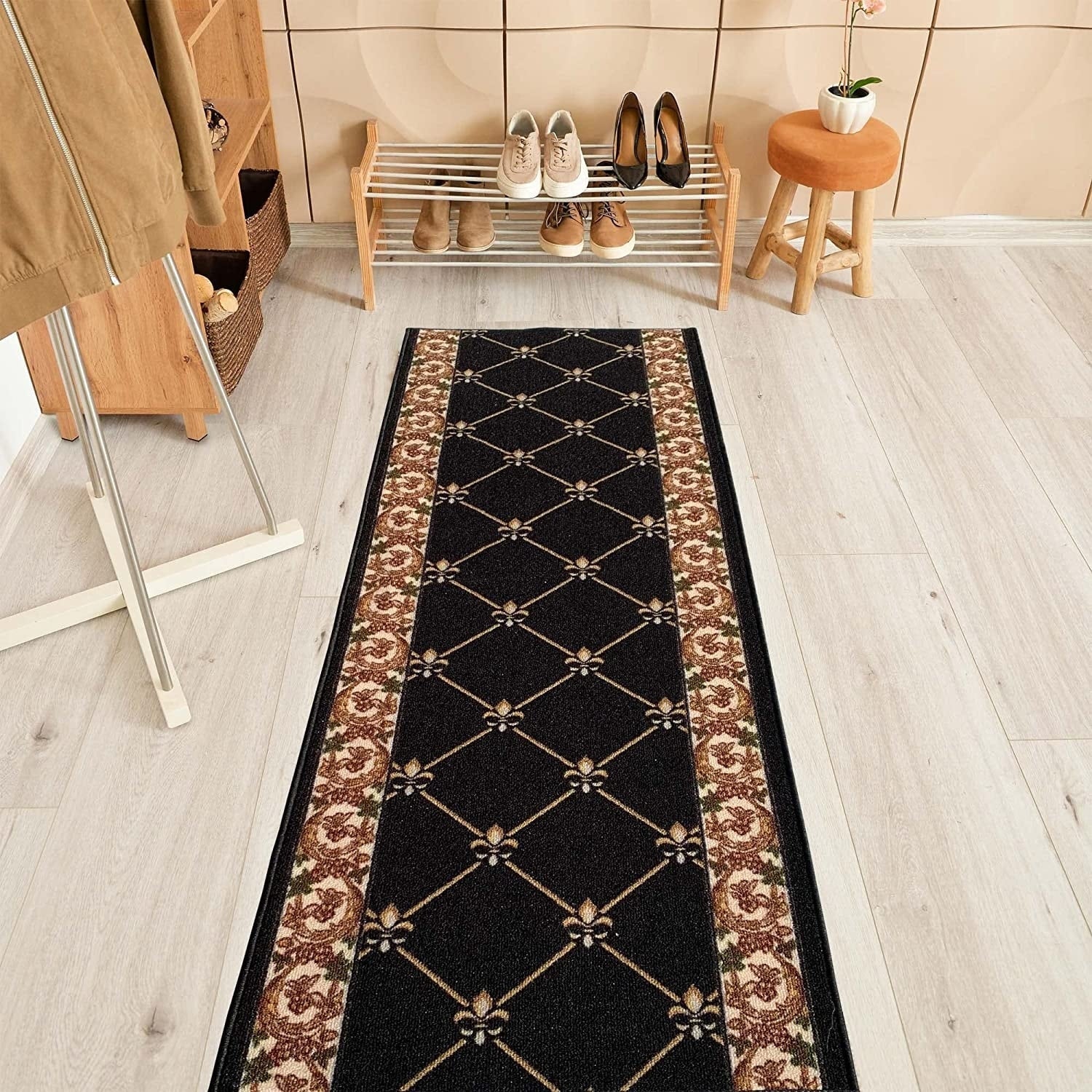 Tapis d'escalier antidérapant Fleur De Lis de 26 pouces de large, sur mesure