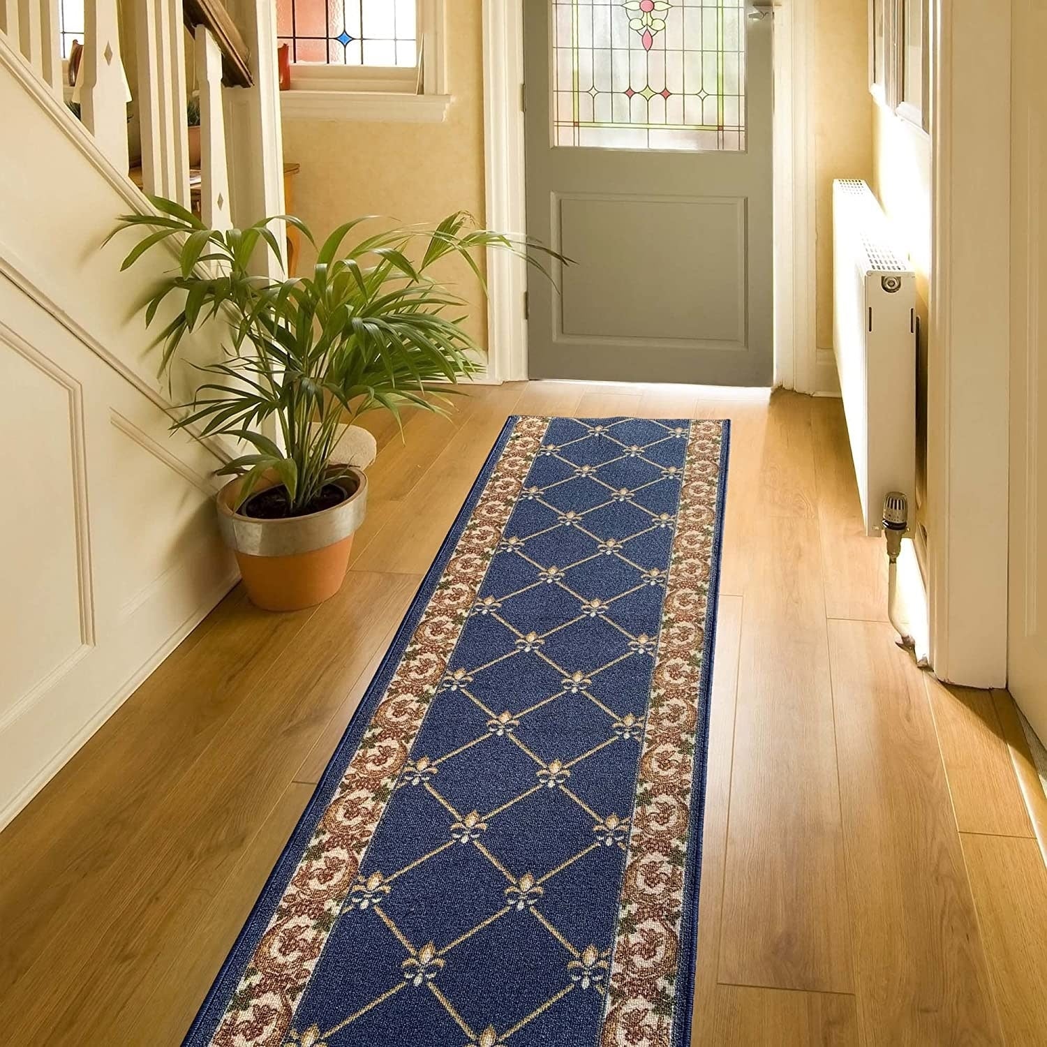 Tapis d'escalier antidérapant Fleur De Lis de 26 pouces de large, sur mesure