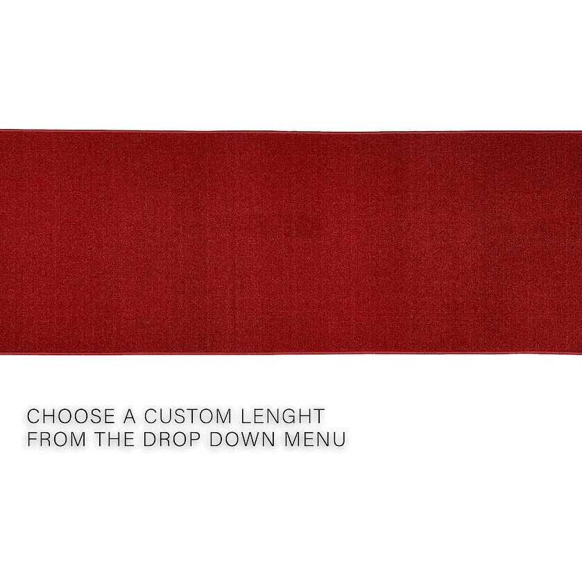 Tapis de couloir uni sur mesure, couleur beige, marron et rouge, avec envers en caoutchouc antidérapant, 66 cm de large et longueur au choix.