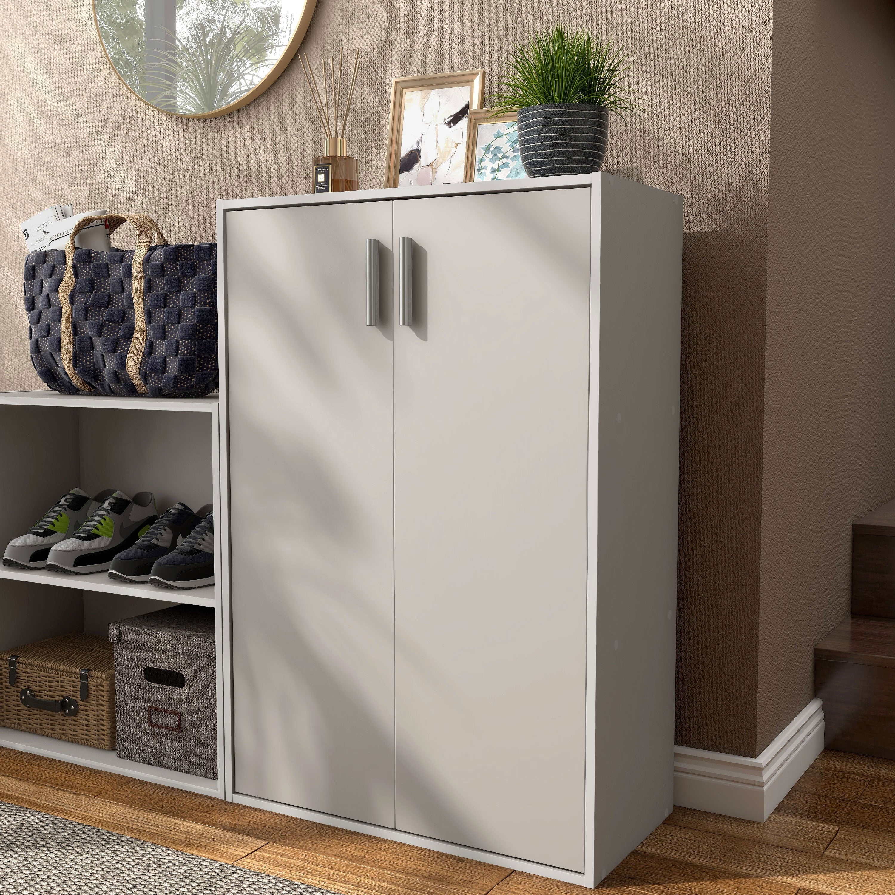 DH BASIC Modern Wood Customizable Stackable Storage Organizer - Cube Shelves, Drawer Cabinet, Bookcase with Doors by Denhour