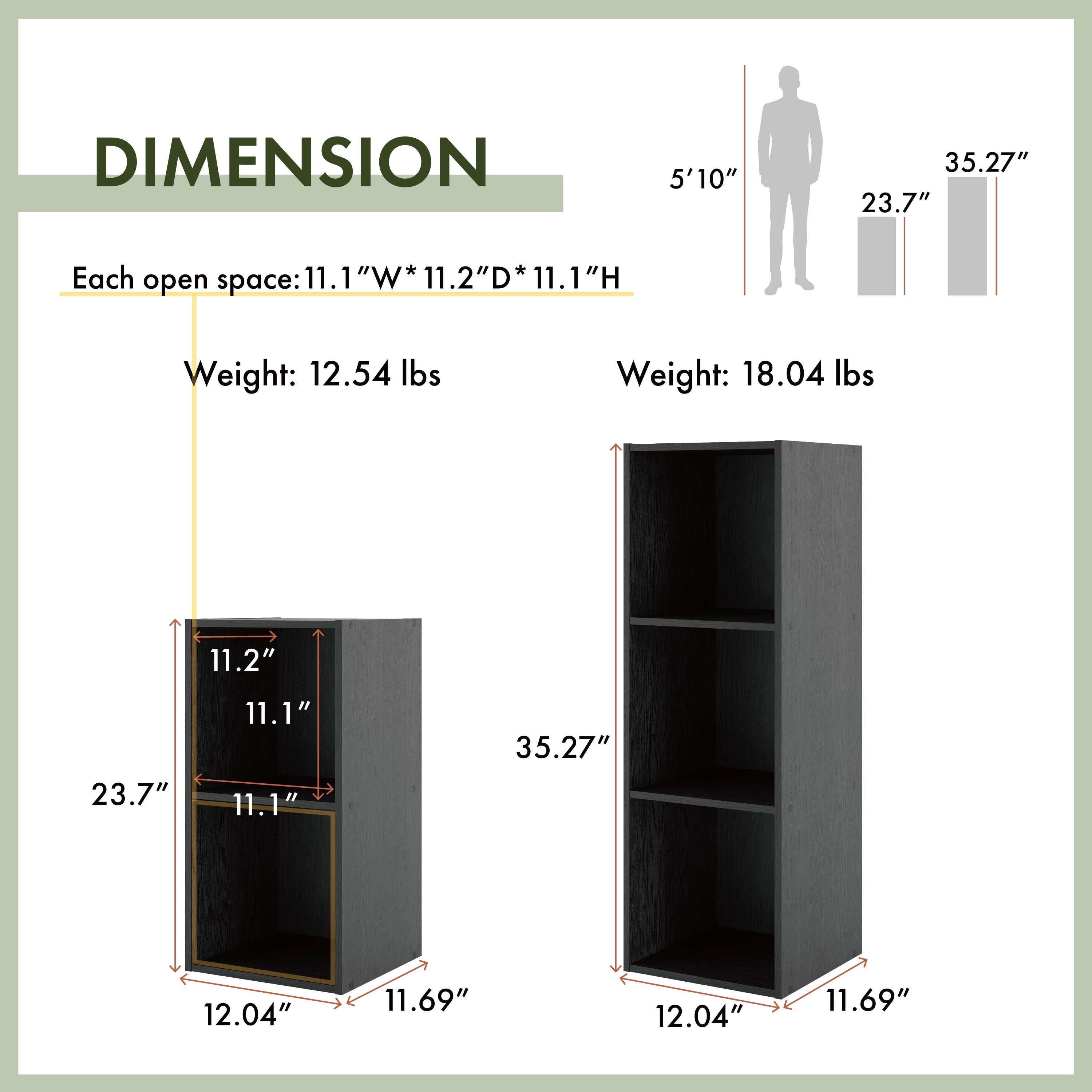 DH BASIC Modern Wood Customizable Stackable Storage Organizer - Cube Shelves, Drawer Cabinet, Bookcase with Doors by Denhour