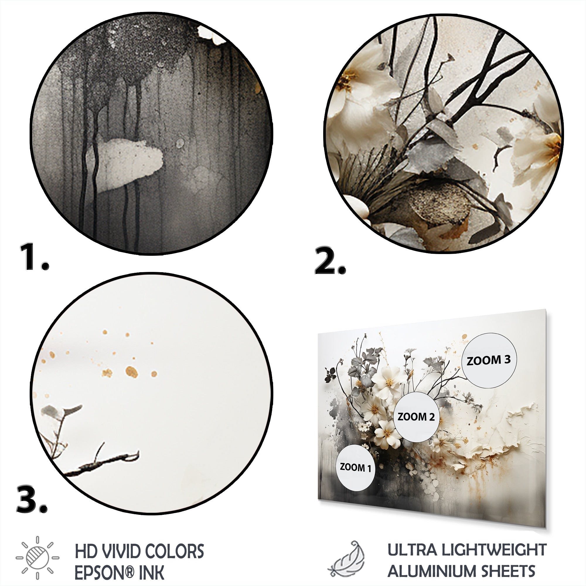 Designart Bohème Terrestre Floral Collage I Art Mural Abstrait en Métal Salon